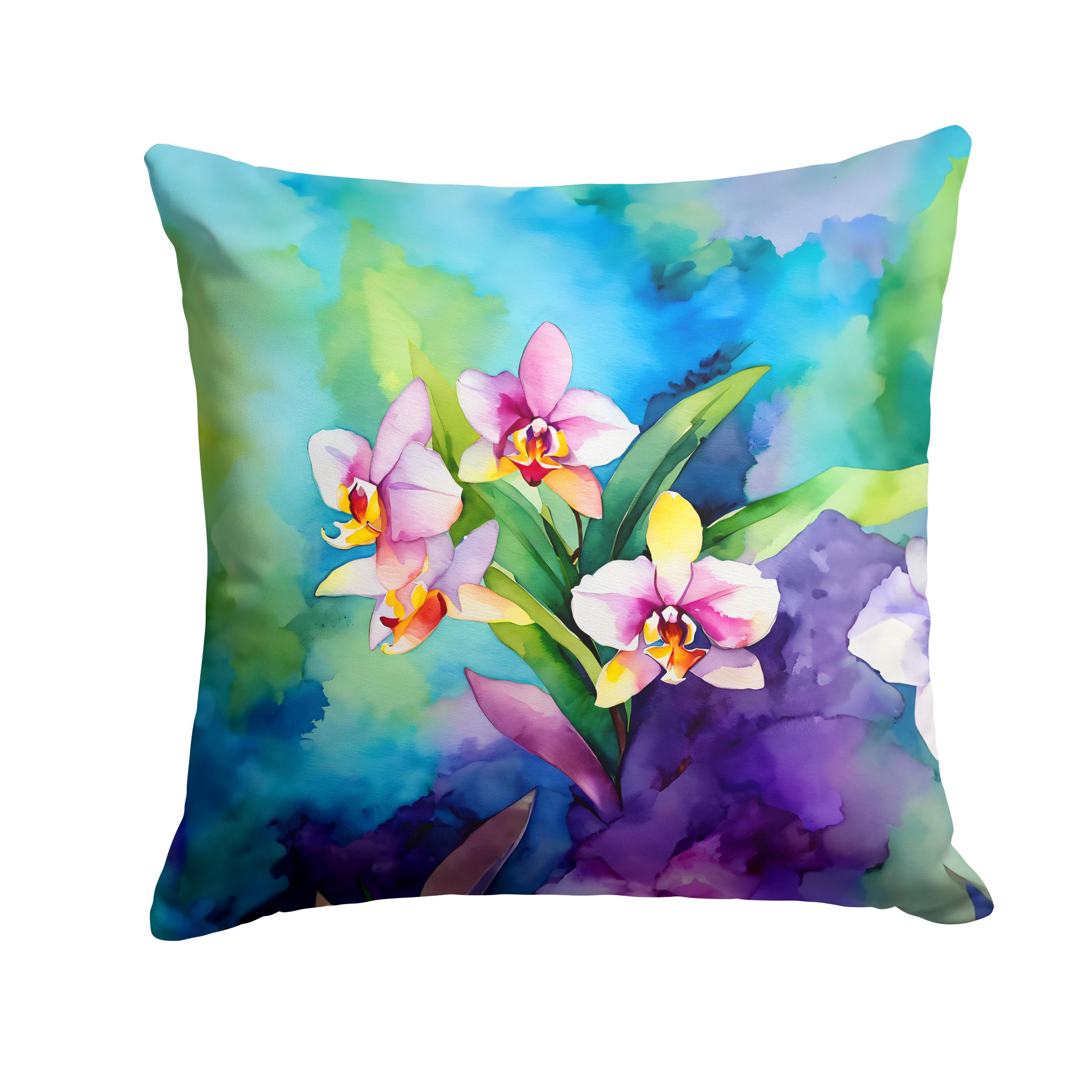 Orchids in Watercolor Throw Pillow