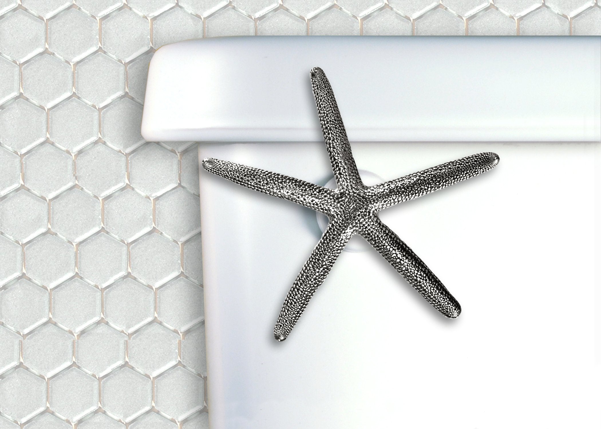 Starfish Toilet Flush Handle Front Mount in Satin Pewter