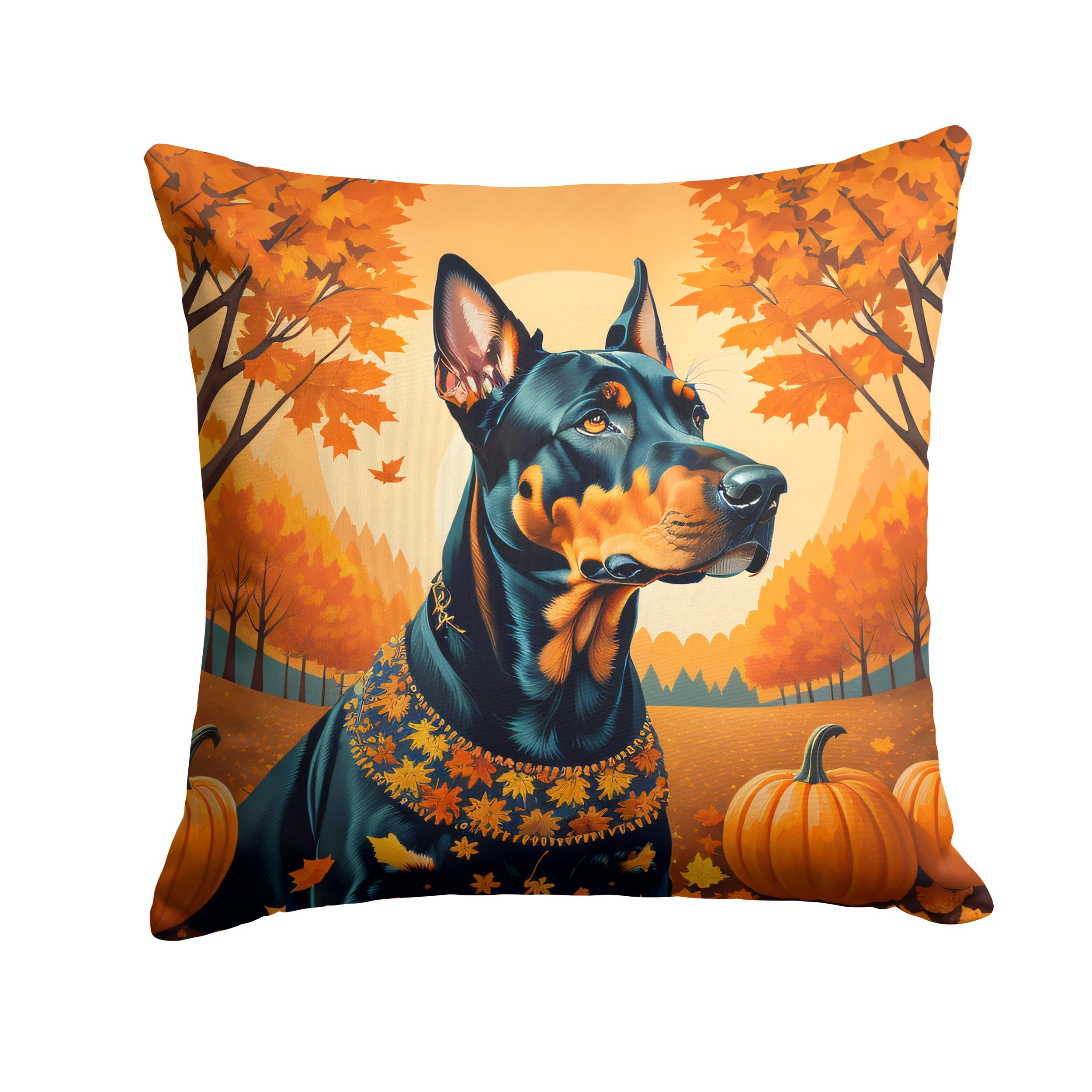 Doberman Pinscher Fall Throw Pillow