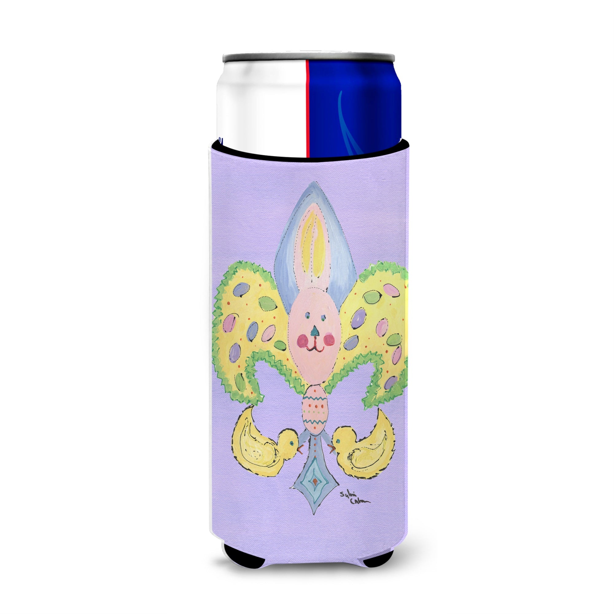 Easter Bunny Fleur De Lis Ultra Beverage Insulators For Slim Cans 8163Muk