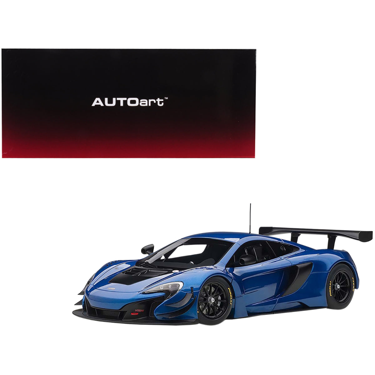 Mclaren 650S Gt3 Azure Blue With Black Accents 1/18 Model Car By Autoart