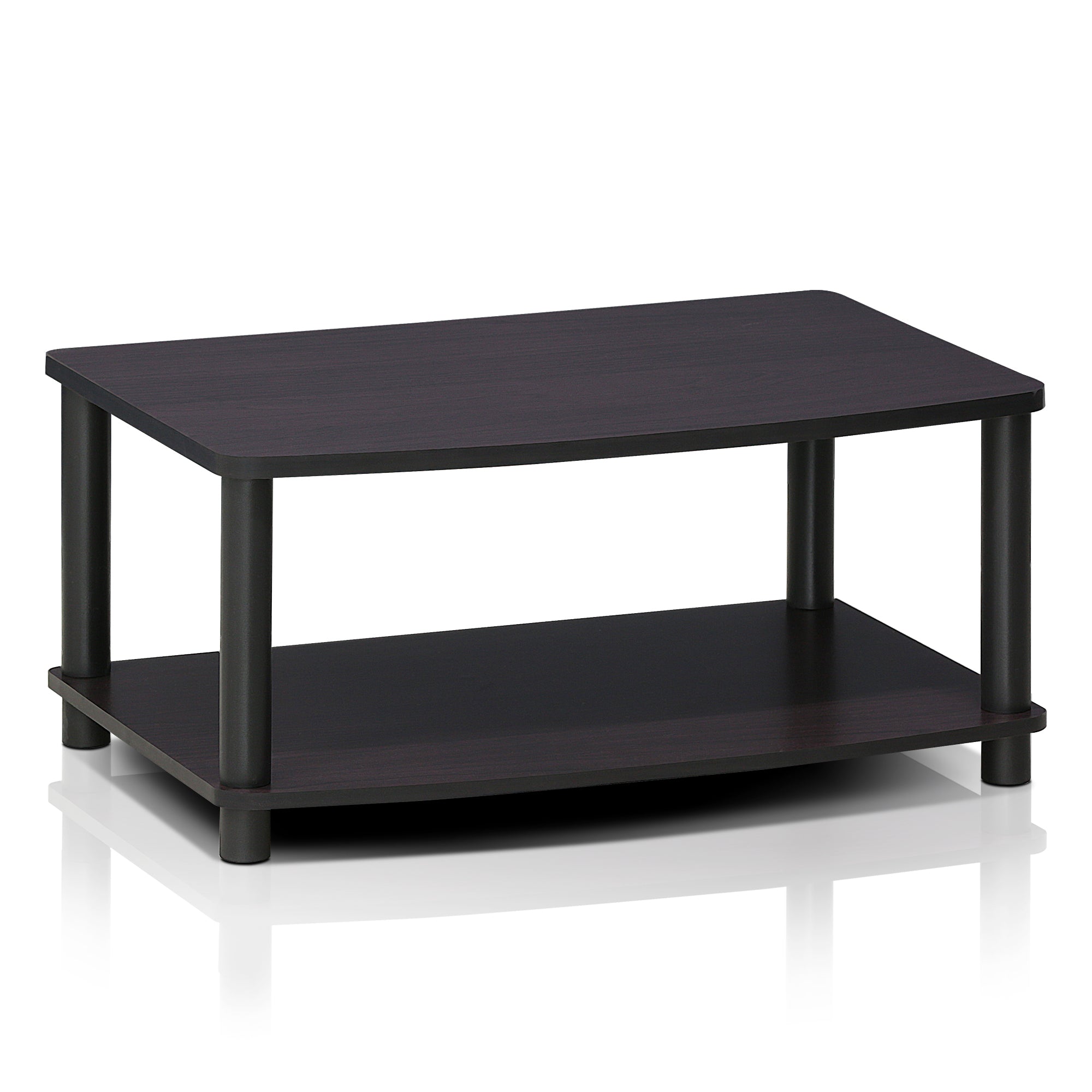 Furinno 13191DWN Turn-N-Tube No Tools 2-Tier Elevated TV Stands, Dark Walnut