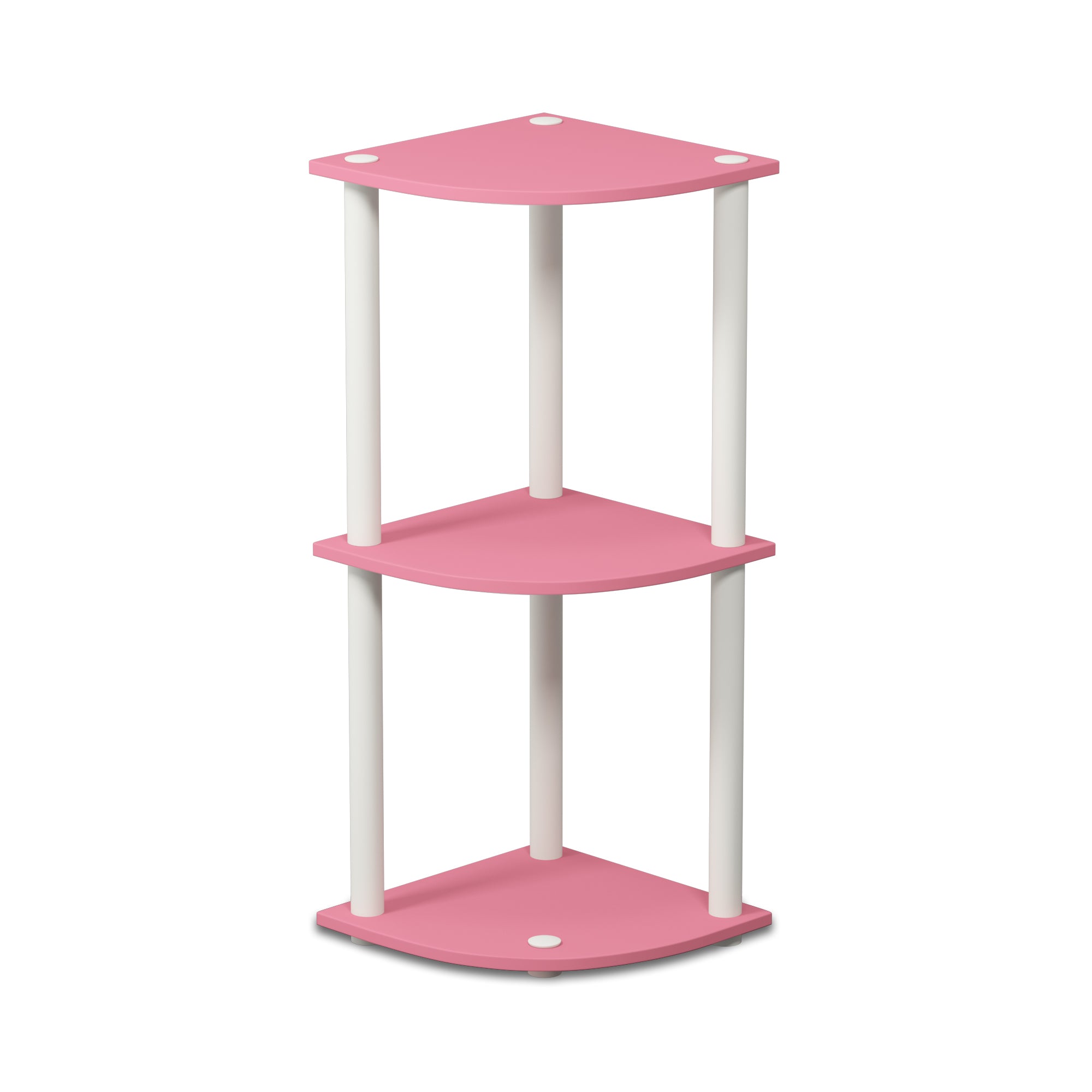 Furinno Turn-N-Tube 3-Tier Reversible Corner Display Rack Multipurpose Shelving Unit, Pink/White, 12077PI/WH