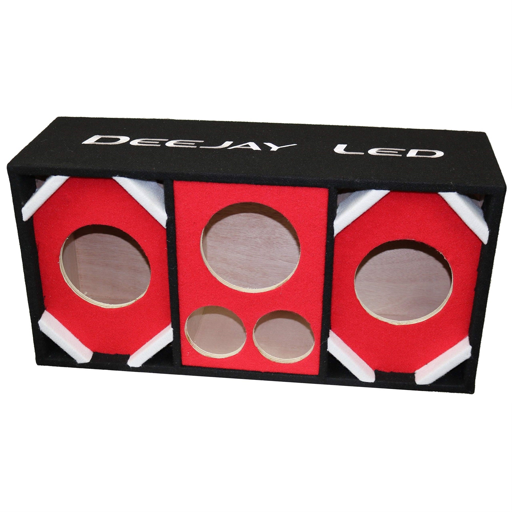 Two 6-In Woofers Plus Two Tweeters And One Horn Red Empty Chuchera Speaker Enclosure