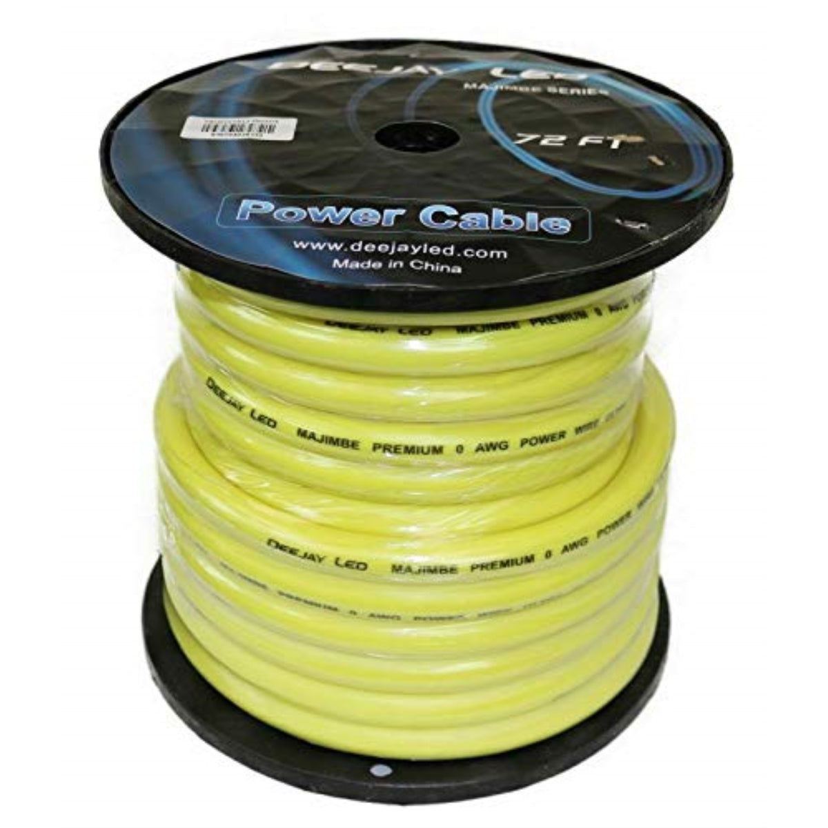 0 Gauge 72 Ft 70 Percent  Aluminum/30 Percent  Copper Power Cable Used For Vehicular Audio Amplifiers Yellow