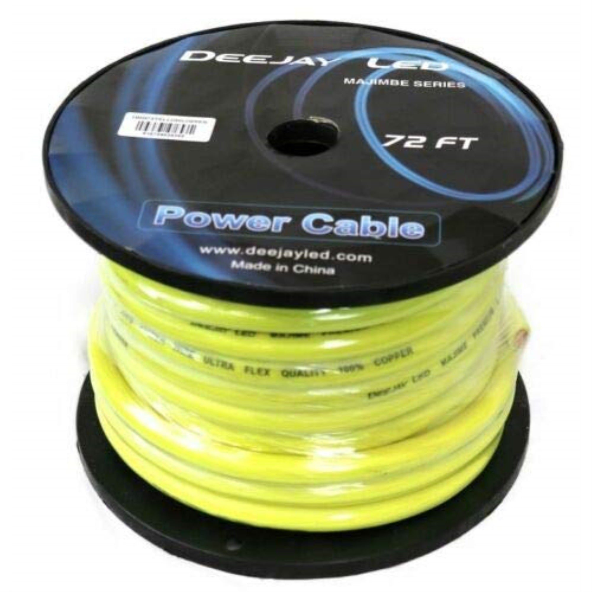 2 Gauge 72 Ft 100 Percent  Copper Power Cable Used For Vehicular Audio Amplifiers Yellow