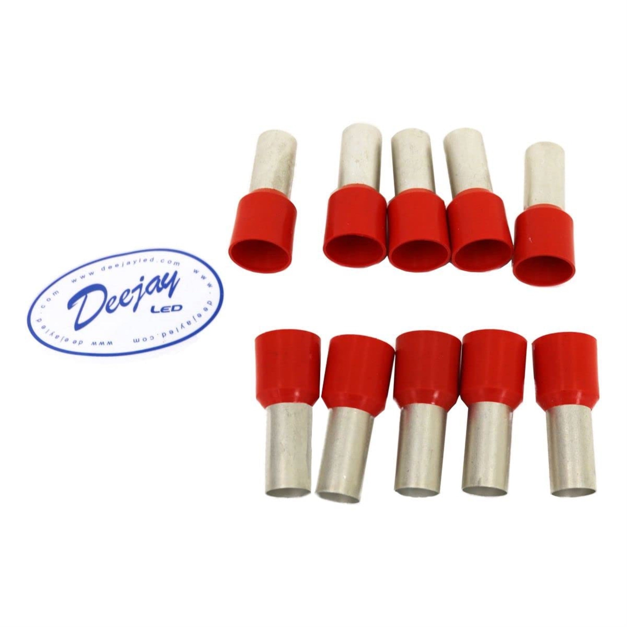 Ferrule Crimp Connector Style For 2 Gauge Wire Red Insulator