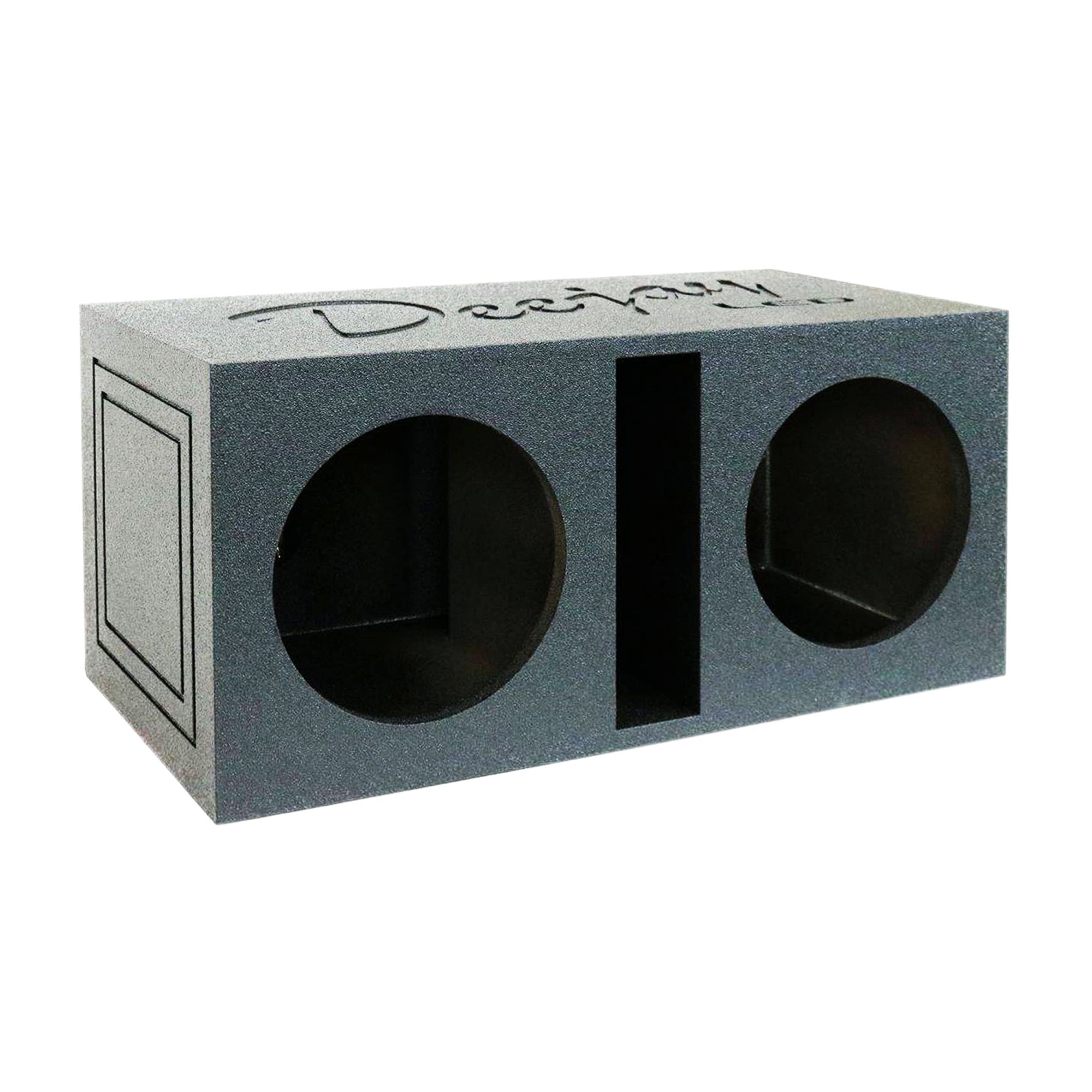 Double 10-In Center Port Vented Round Empty Car Bass Speaker Box Withepoxy Coated Exterior