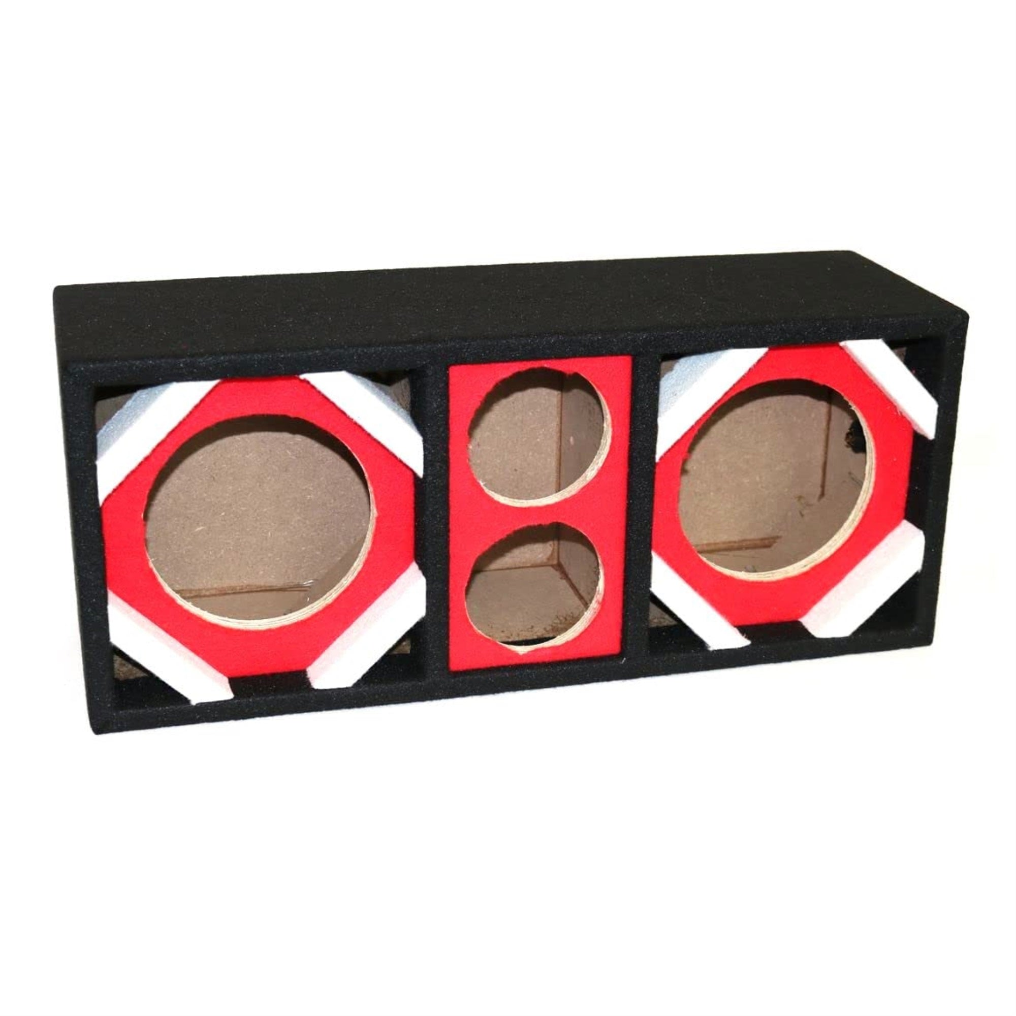 Two 6-In Woofers Plus Two Tweeters Red Empty Chuchera Speaker Enclosure