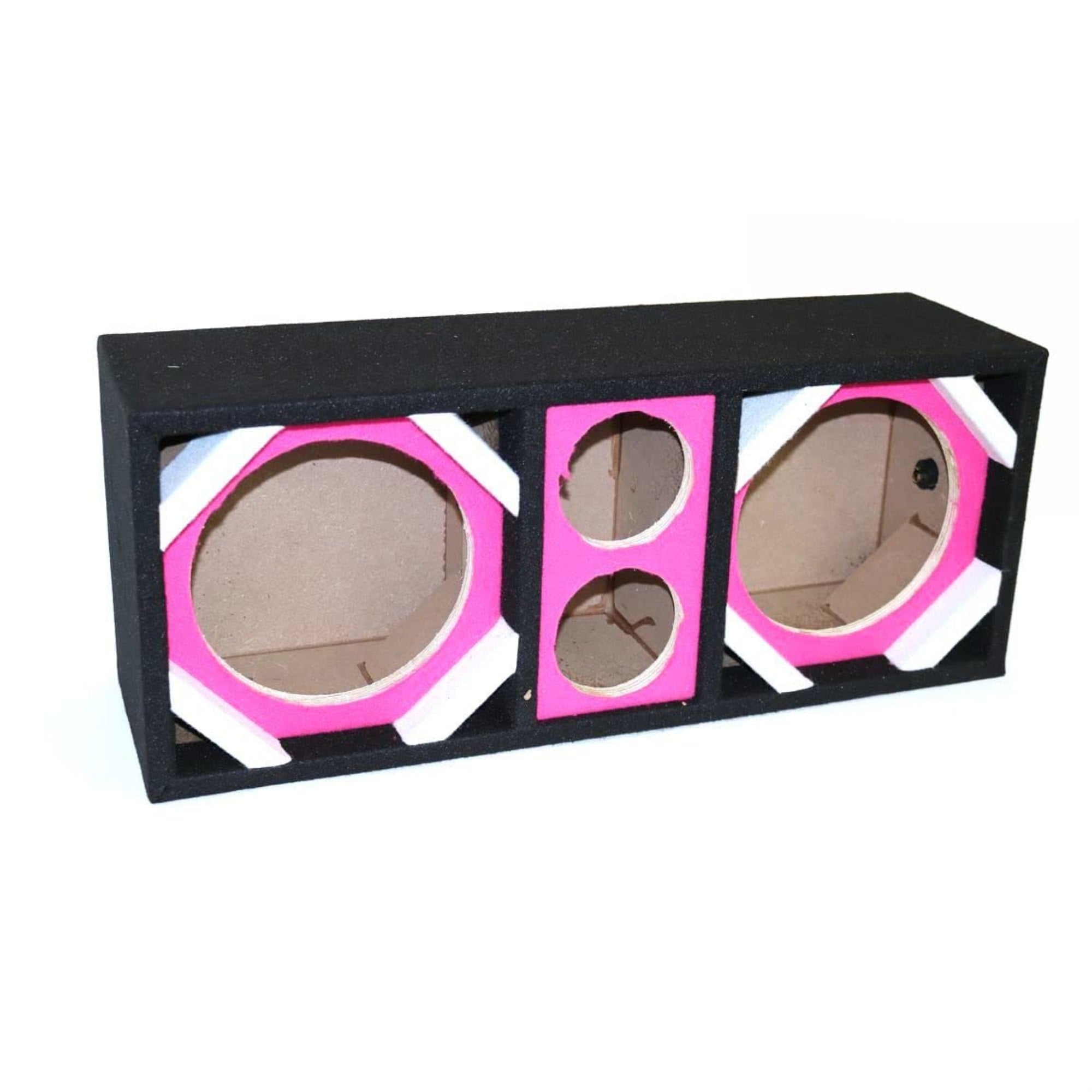 Two 8-In Woofers Plus Two Tweeters Pink Empty Chuchera Speaker Enclosure