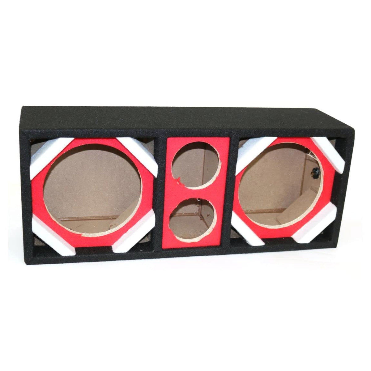 Two 8-In Woofers Plus Two Tweeters Red Empty Chuchera Speaker Enclosure
