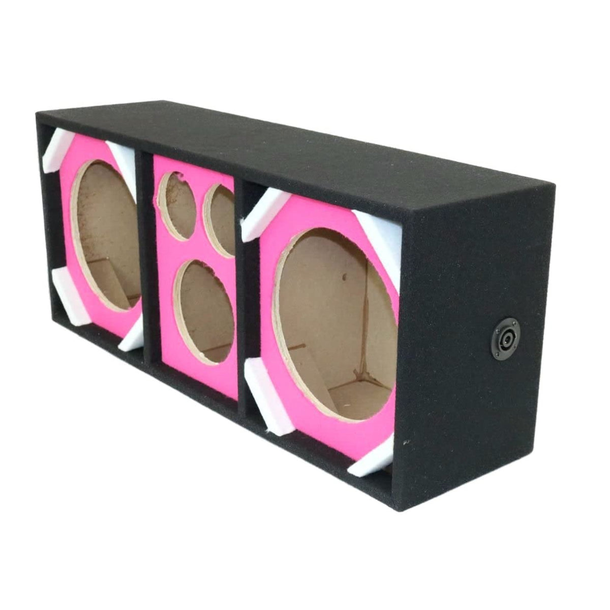 Two 10-In Woofers Plus Two Tweeters And One Horn Pink Empty Chuchera Speaker Enclosure Withdual Port
