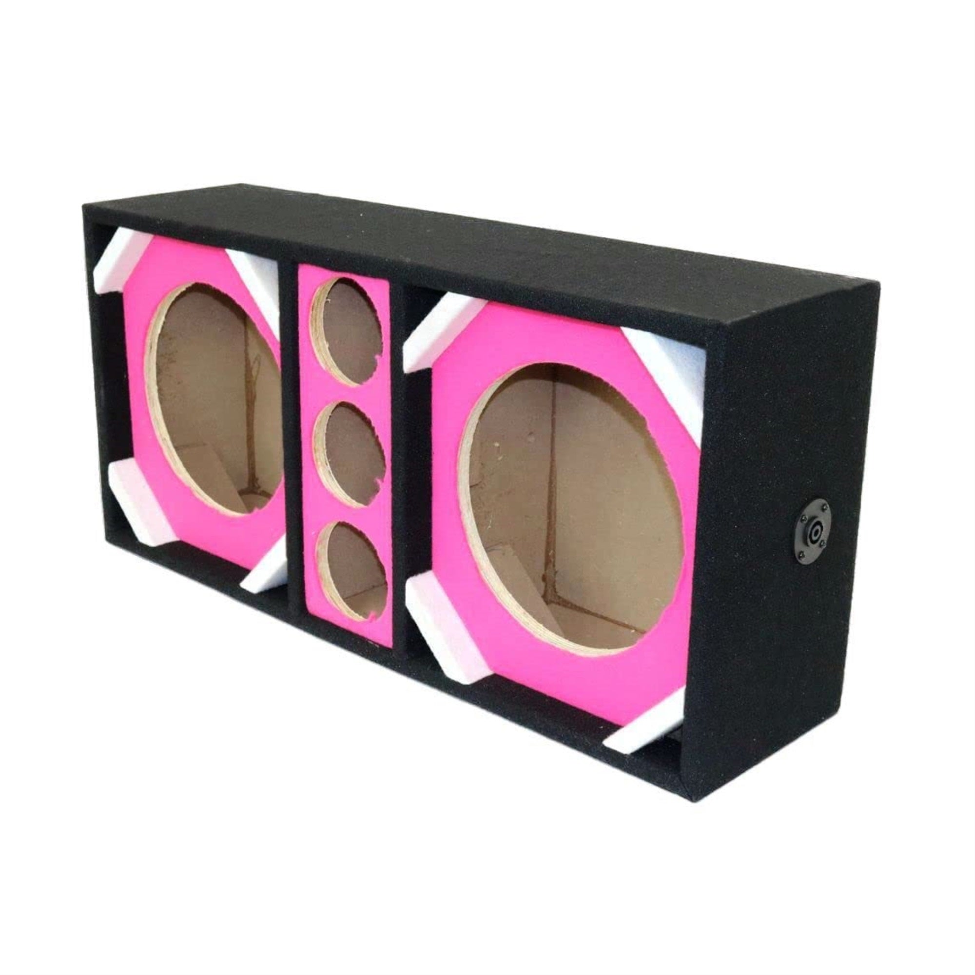 Two 10-In Woofers Plus Three Tweeters Pink Empty Chuchera Speaker Enclosure