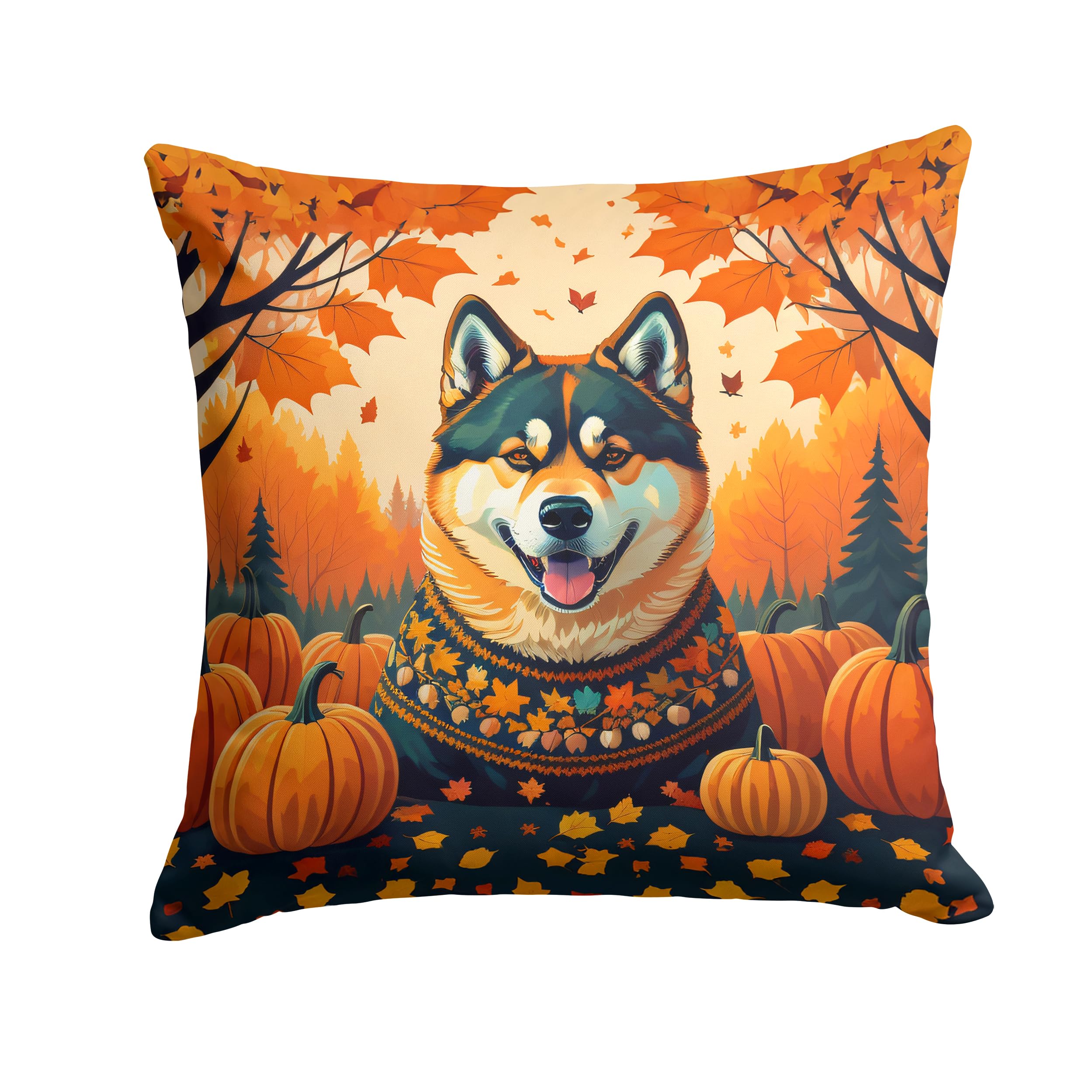 Akita Fall Throw Pillow