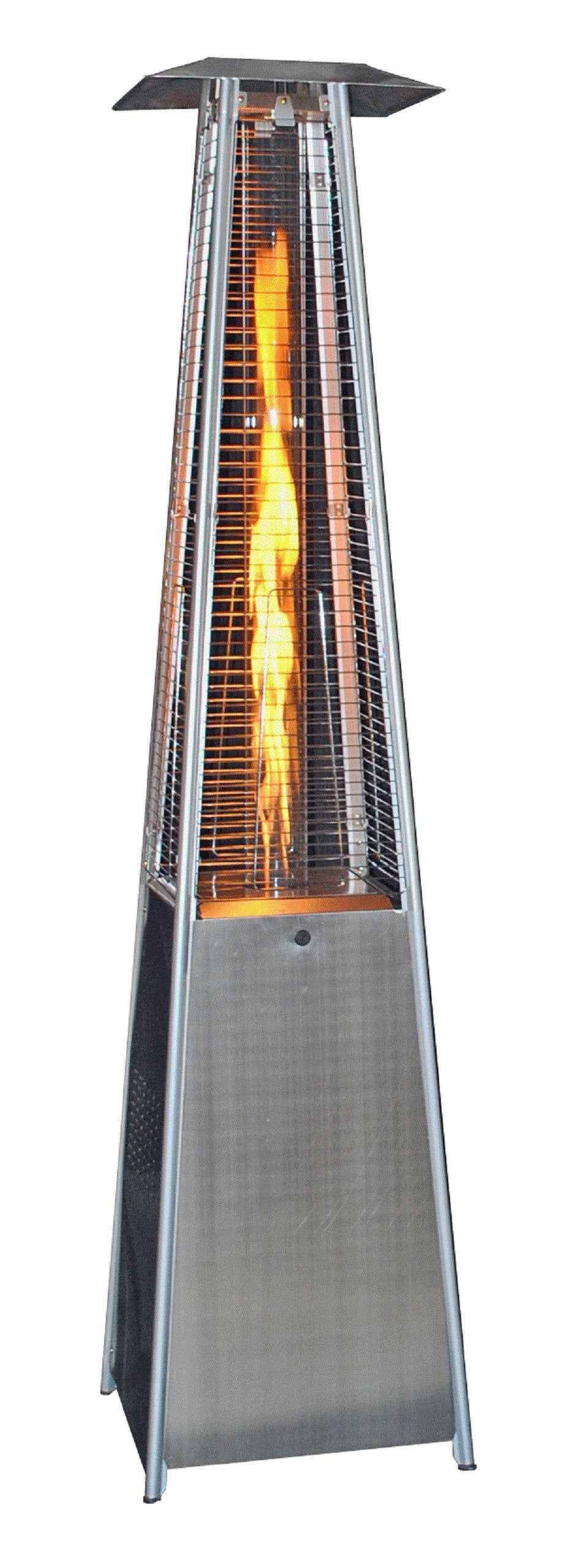 SUNHEAT Contemporary Square Design Portable Propane Patio Heater with Decorative Variable Flame-Stainless Steel