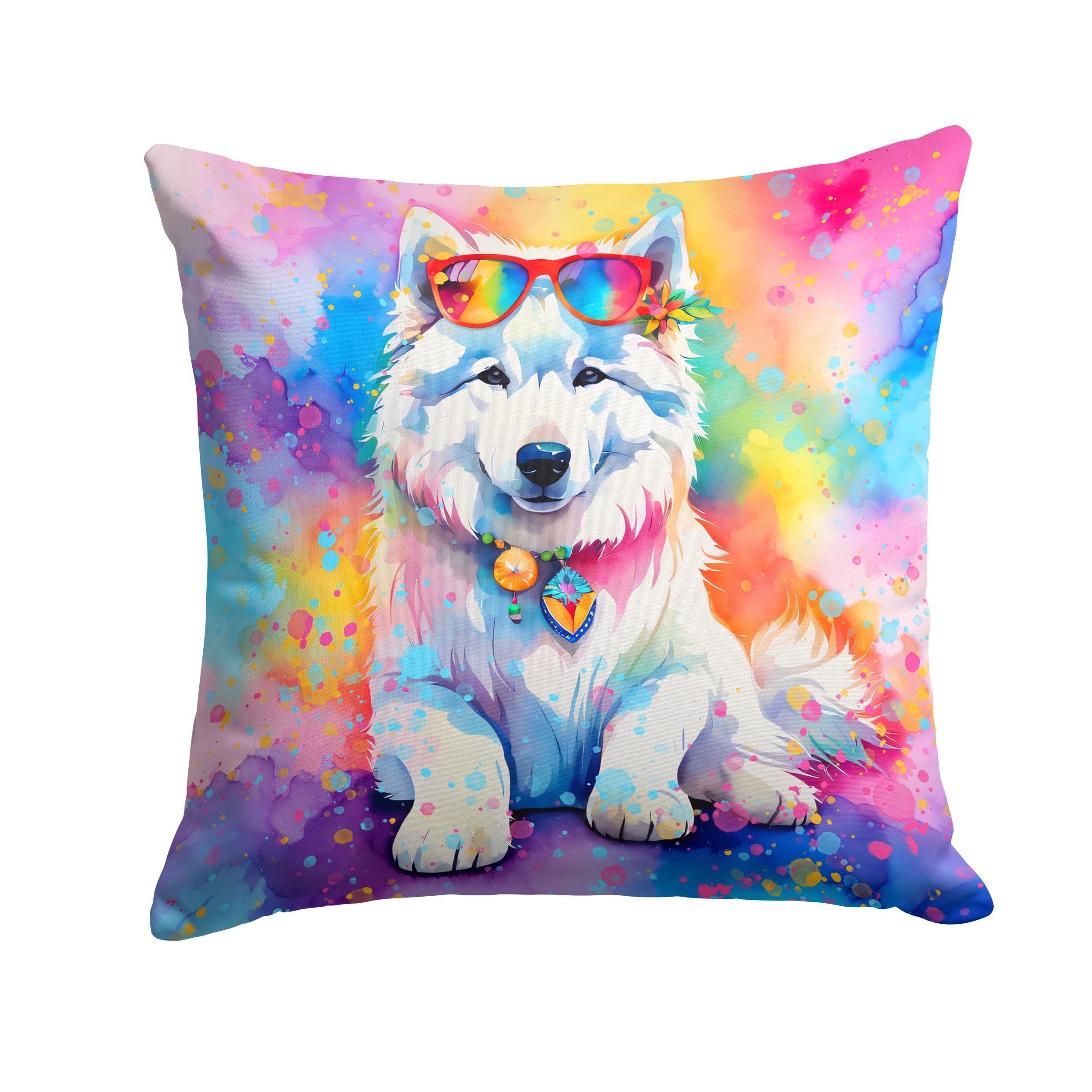 Samoyed Hippie Dawg Throw Pillow