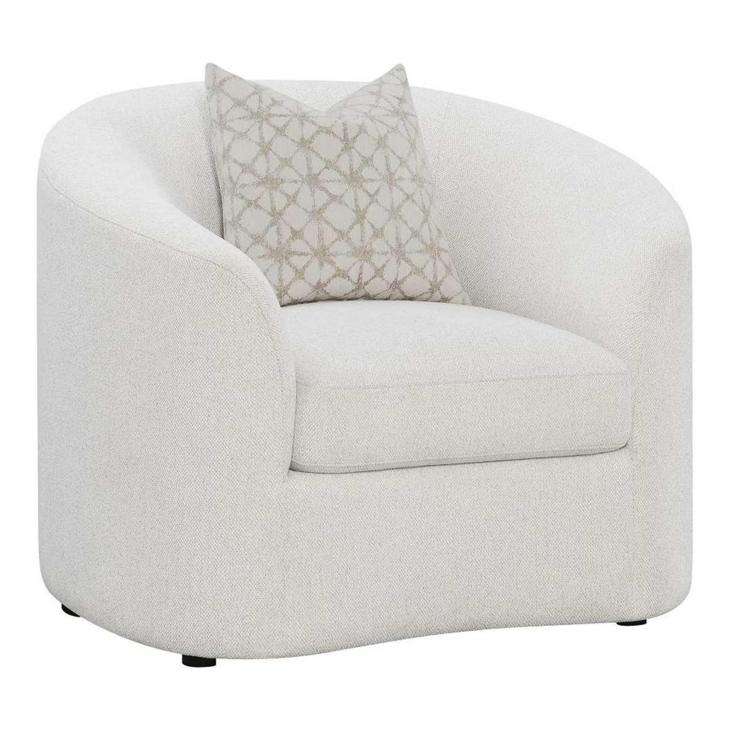 43 Inch Accent Chair, Curved Backrest and Sloped Armrests, Smooth Gray