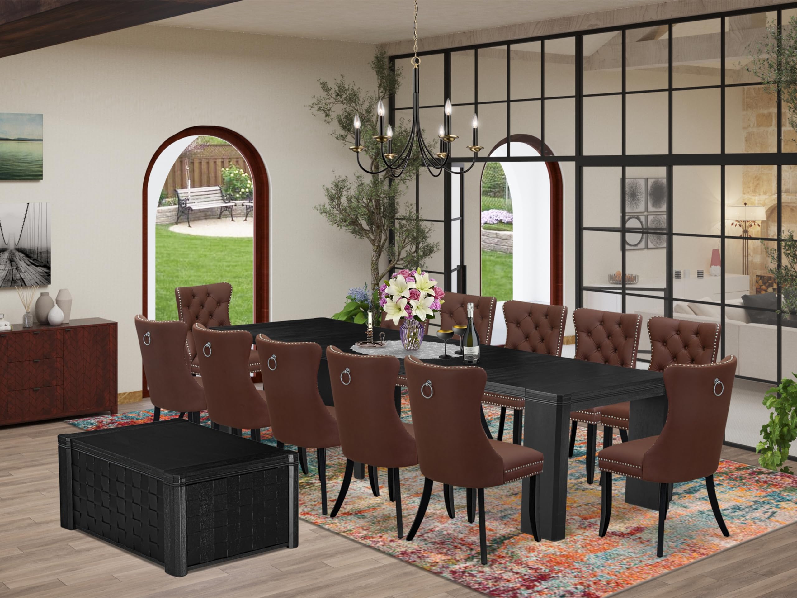 14-piece Dining Room Table Set a Rectangular Kitchen Table with a coffee Table