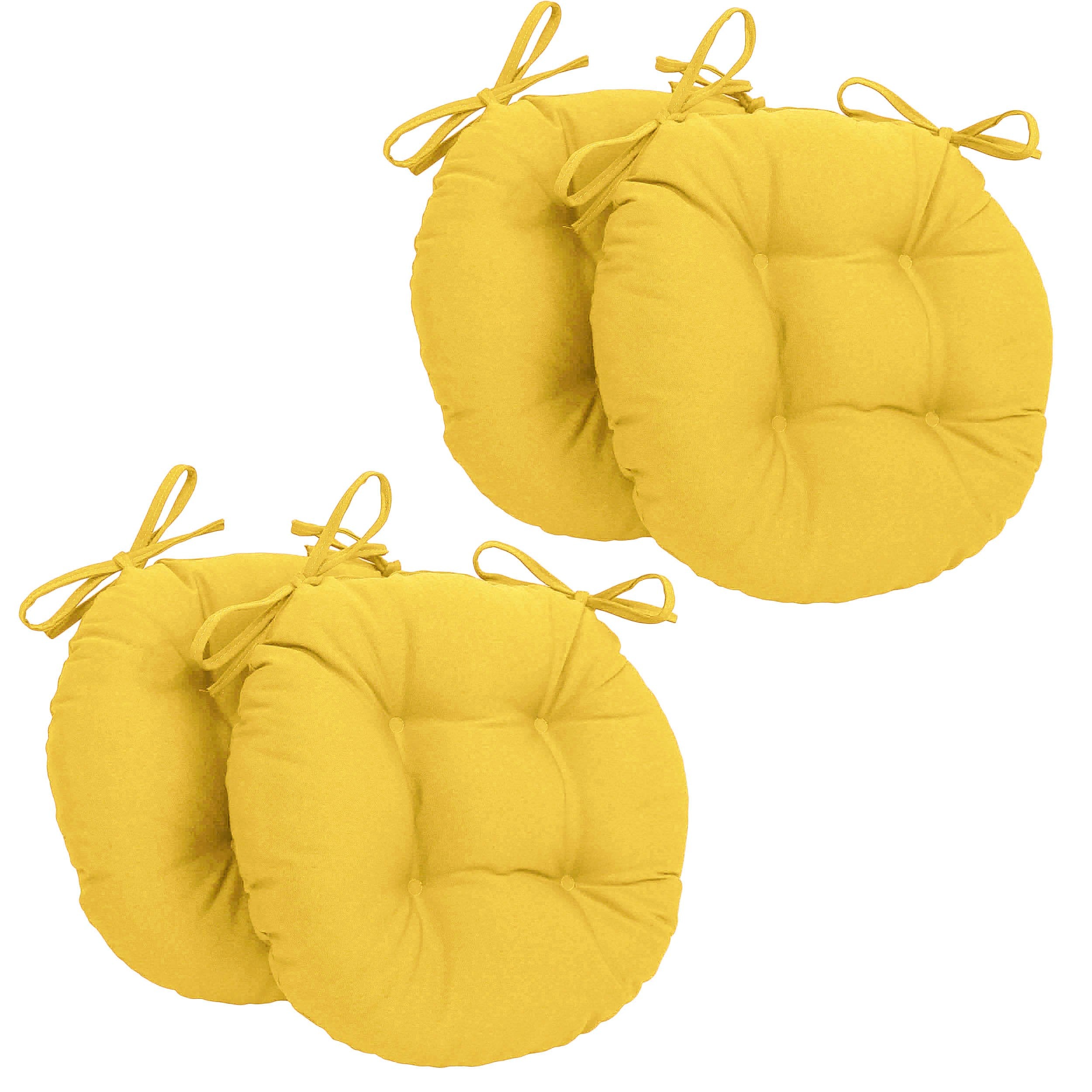 16-inch Solid Twill Round Tufted Chair Cushions (Set of 4) - Sunset