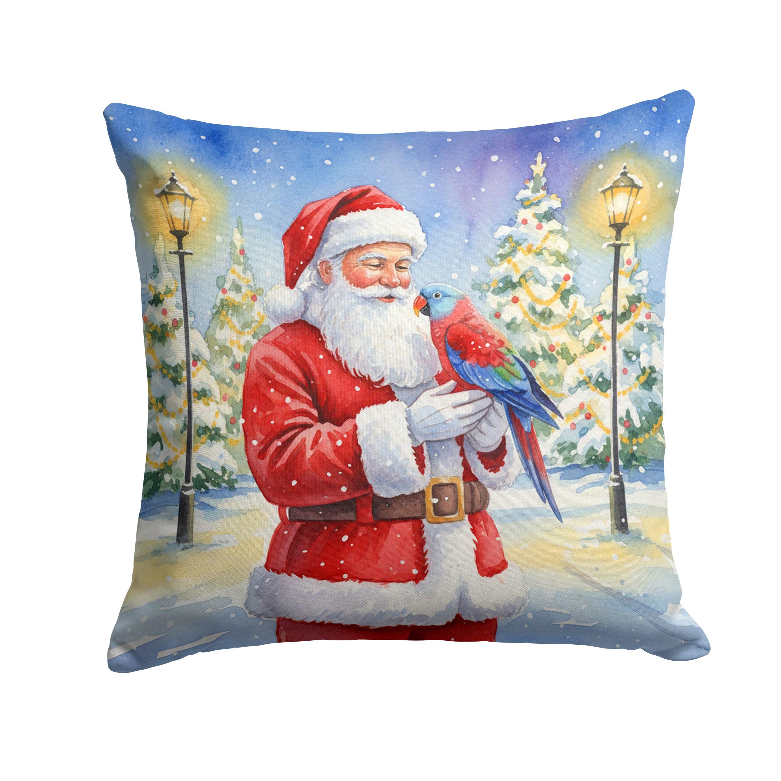 Carolines Treasures Female Eclectus with Santa Claus Throw Pillow Decorative Indoor Outdoor Accent Cushion for Couch, Bed or Patio, 18Hx18W