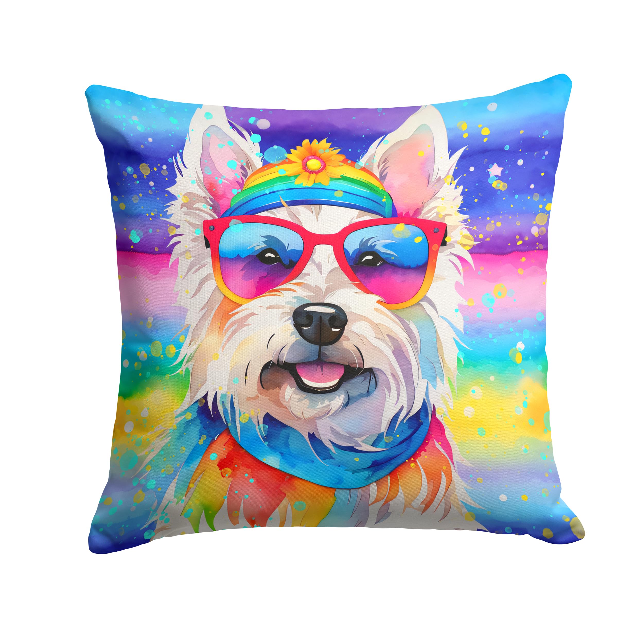 Westie Hippie Dawg Throw Pillow