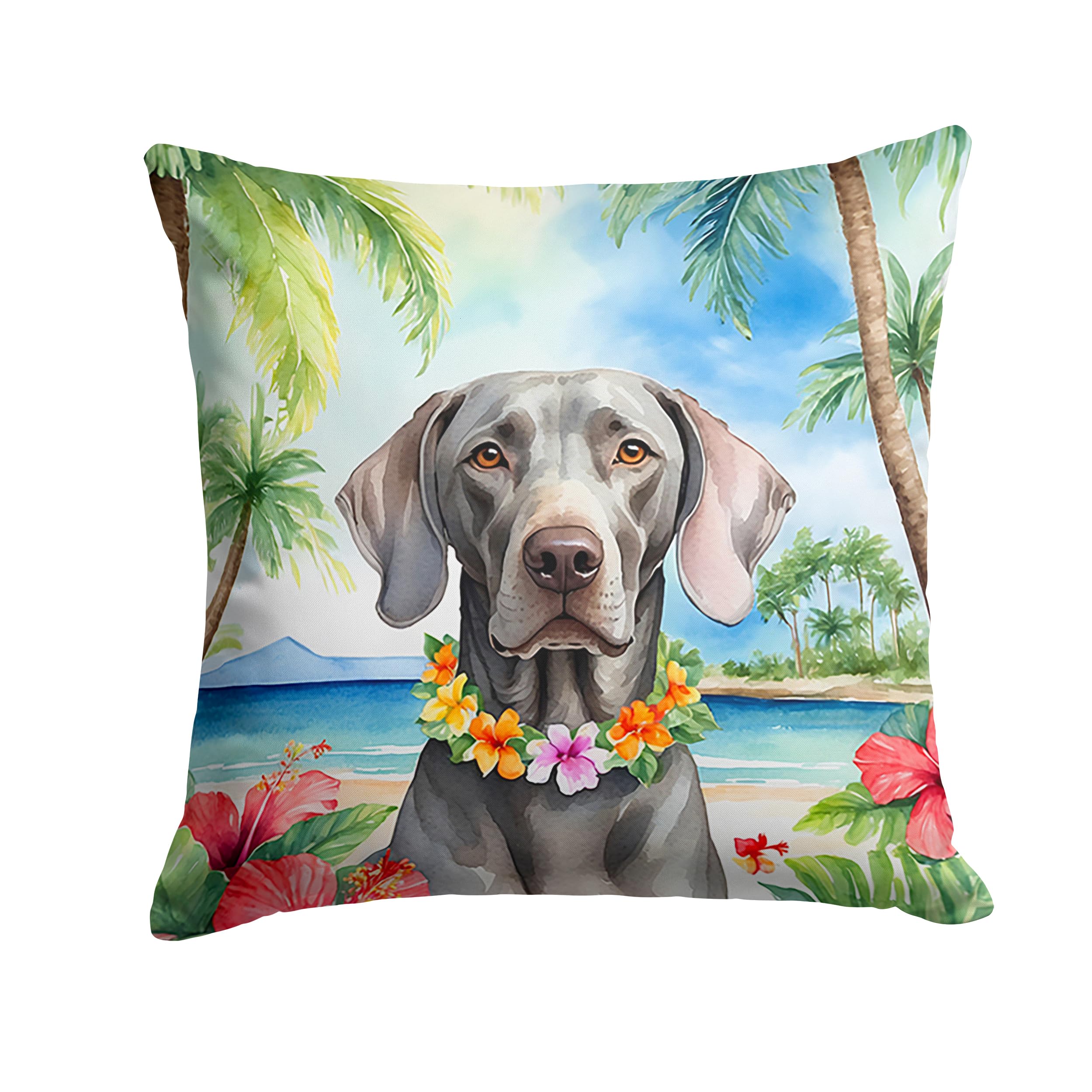 Carolines Treasures Luau Party Decorative Throw Pillow, 18Hx18W, Weimaraner 6531