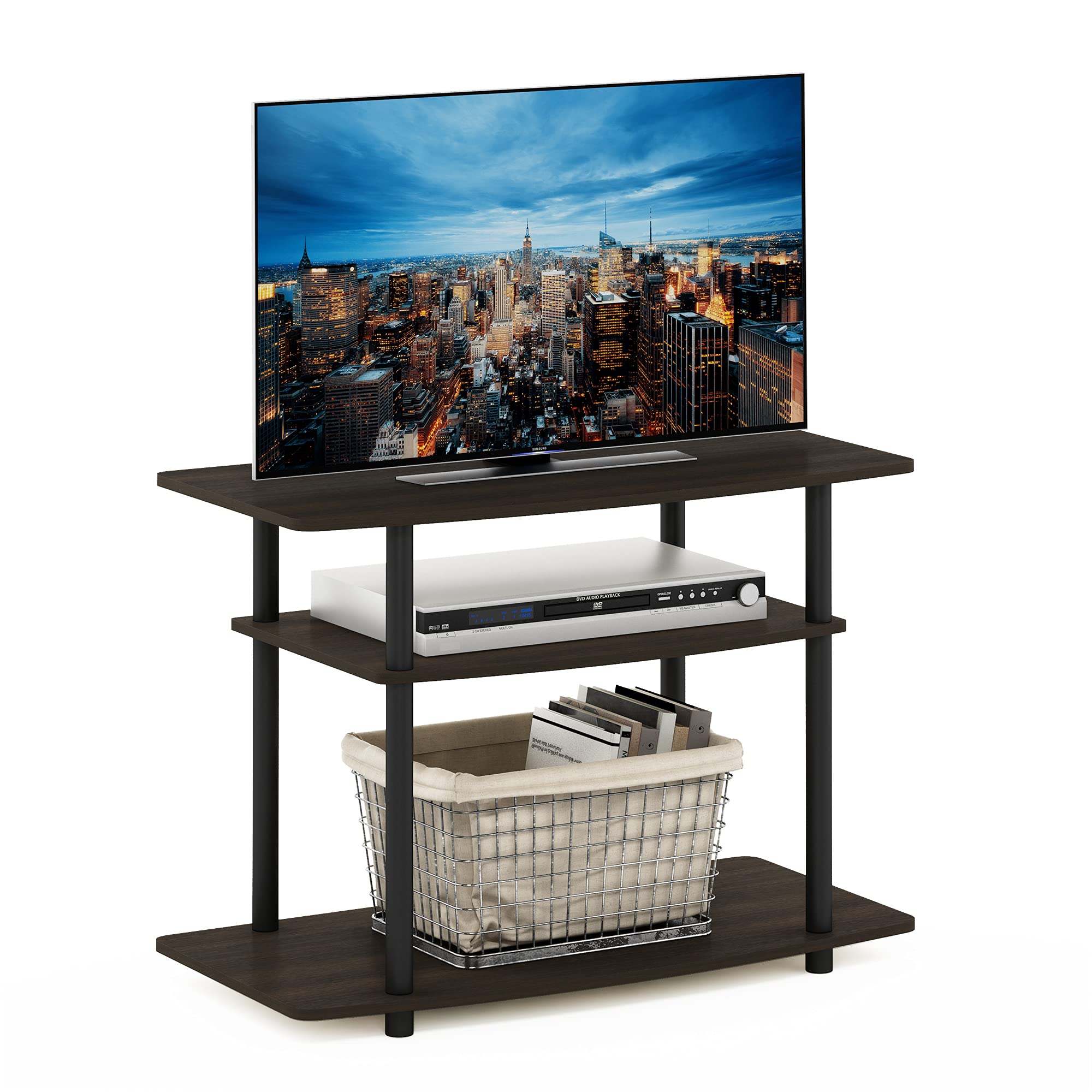 Furinno 13192DBR/BK Turn-N-Tube No Tools 3-Tier TV Stands