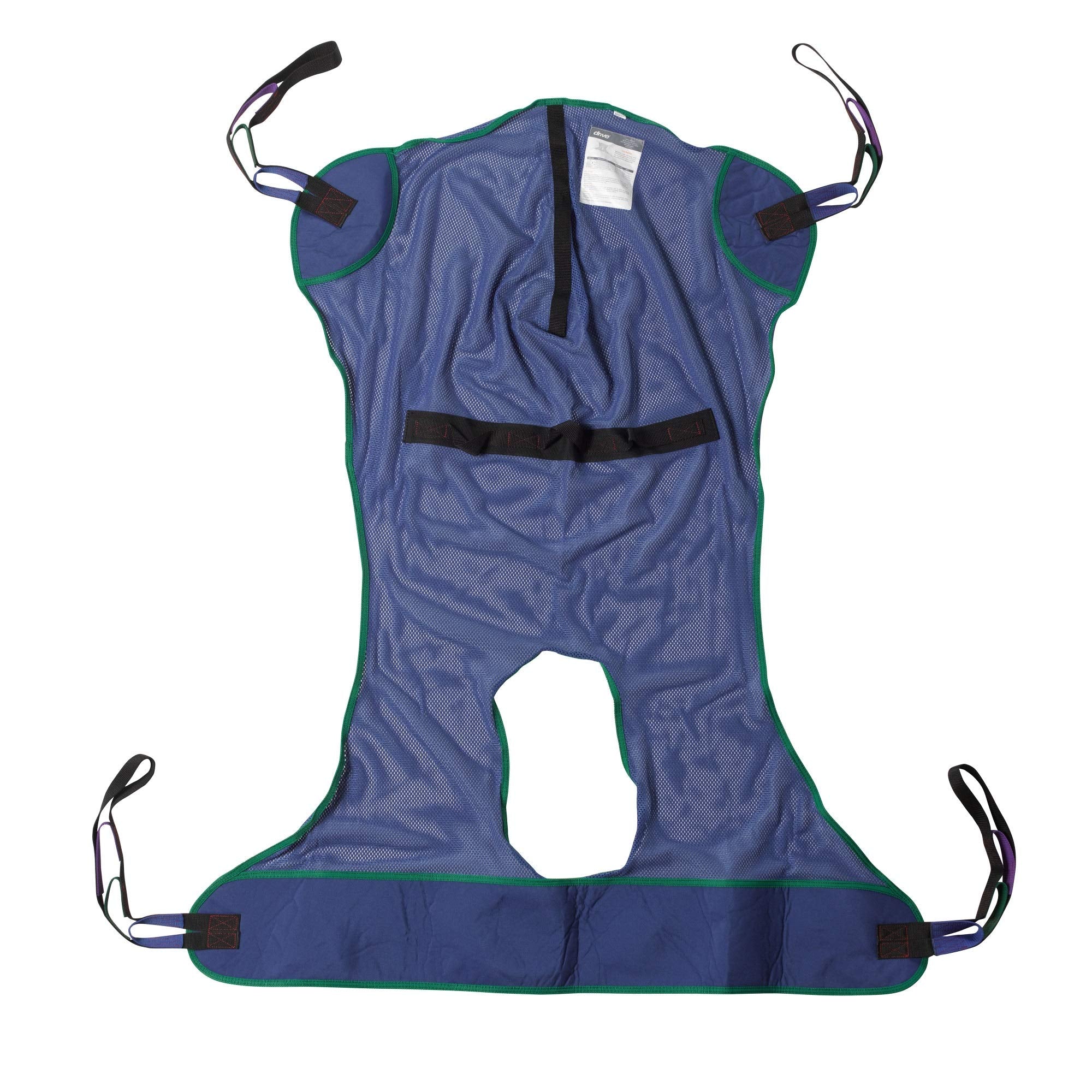 Drive Medical Full Body Patient Lift Sling with Commode Cutout Option, Blue, Large