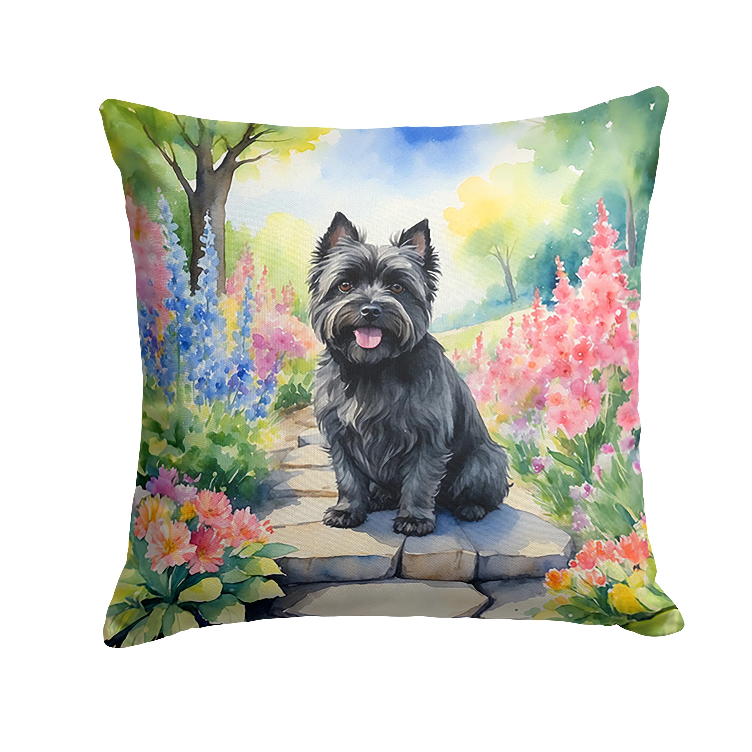 Cairn Terrier Spring Path Throw Pillow
