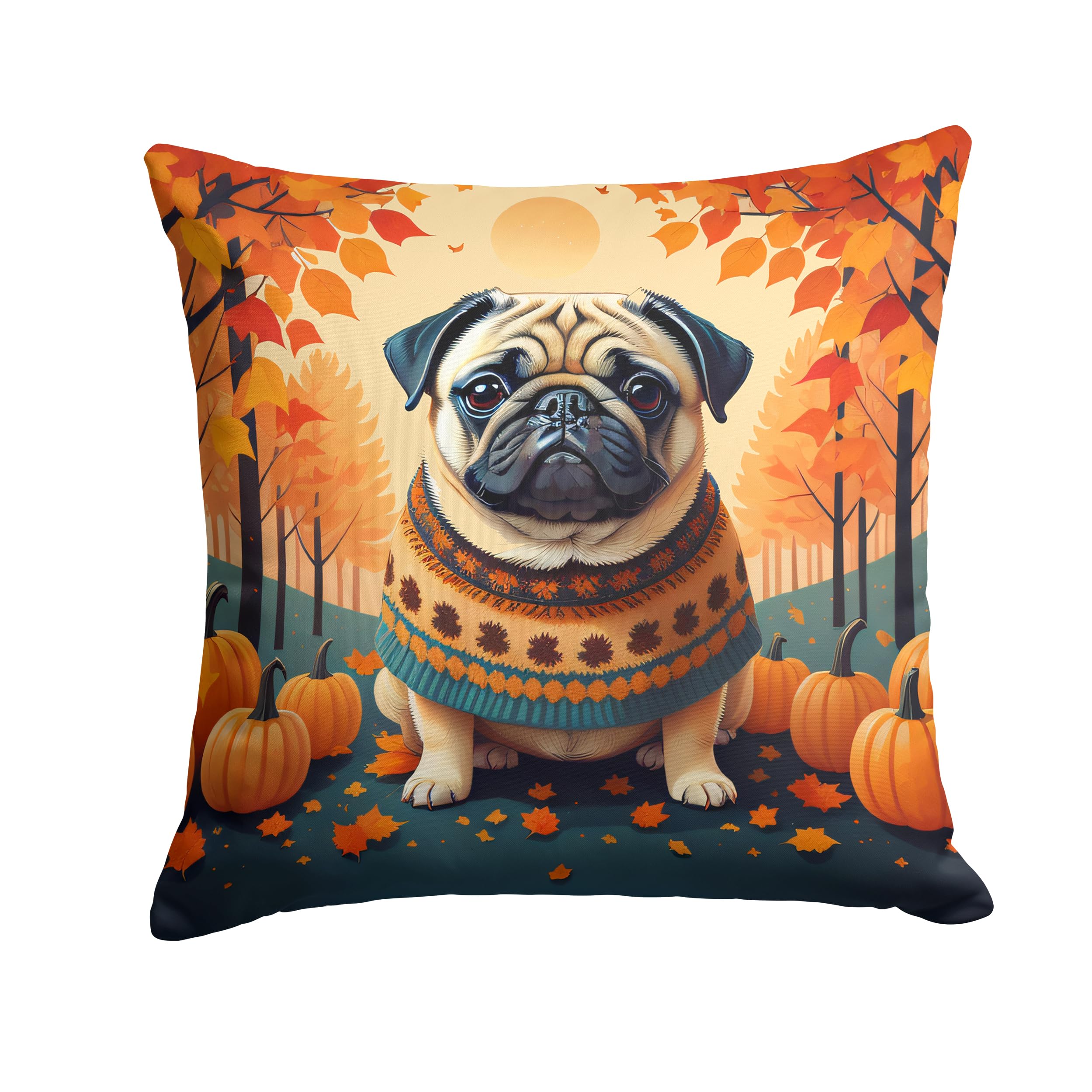 Fawn Pug Fall Throw Pillow