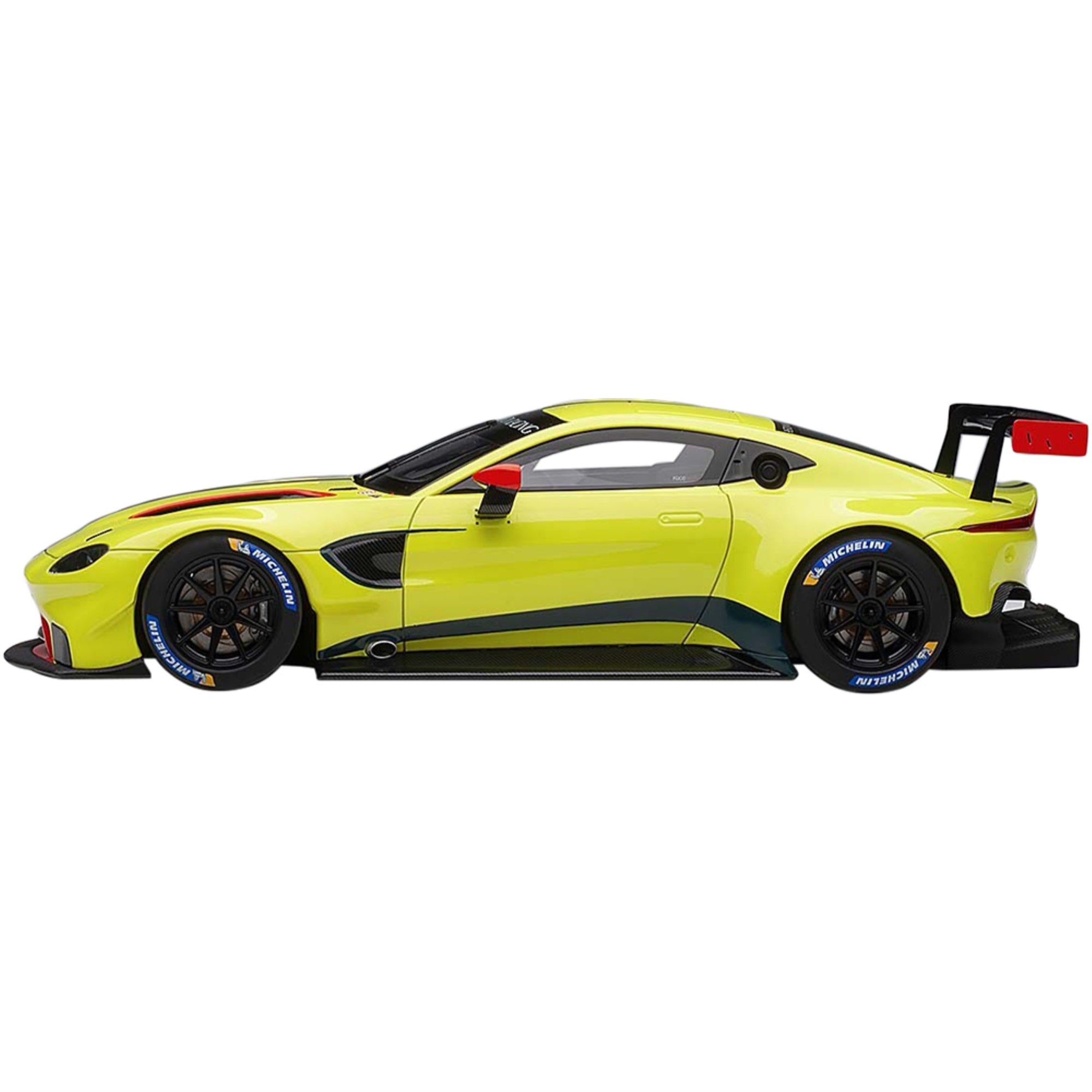 2018 Aston Martin Vantage Gte Le Mans Pro Presentation Car Lemon Green Metallic With Carbon And Red Accents 'Aston Martin Racing' 1/18 Model Car By Autoart