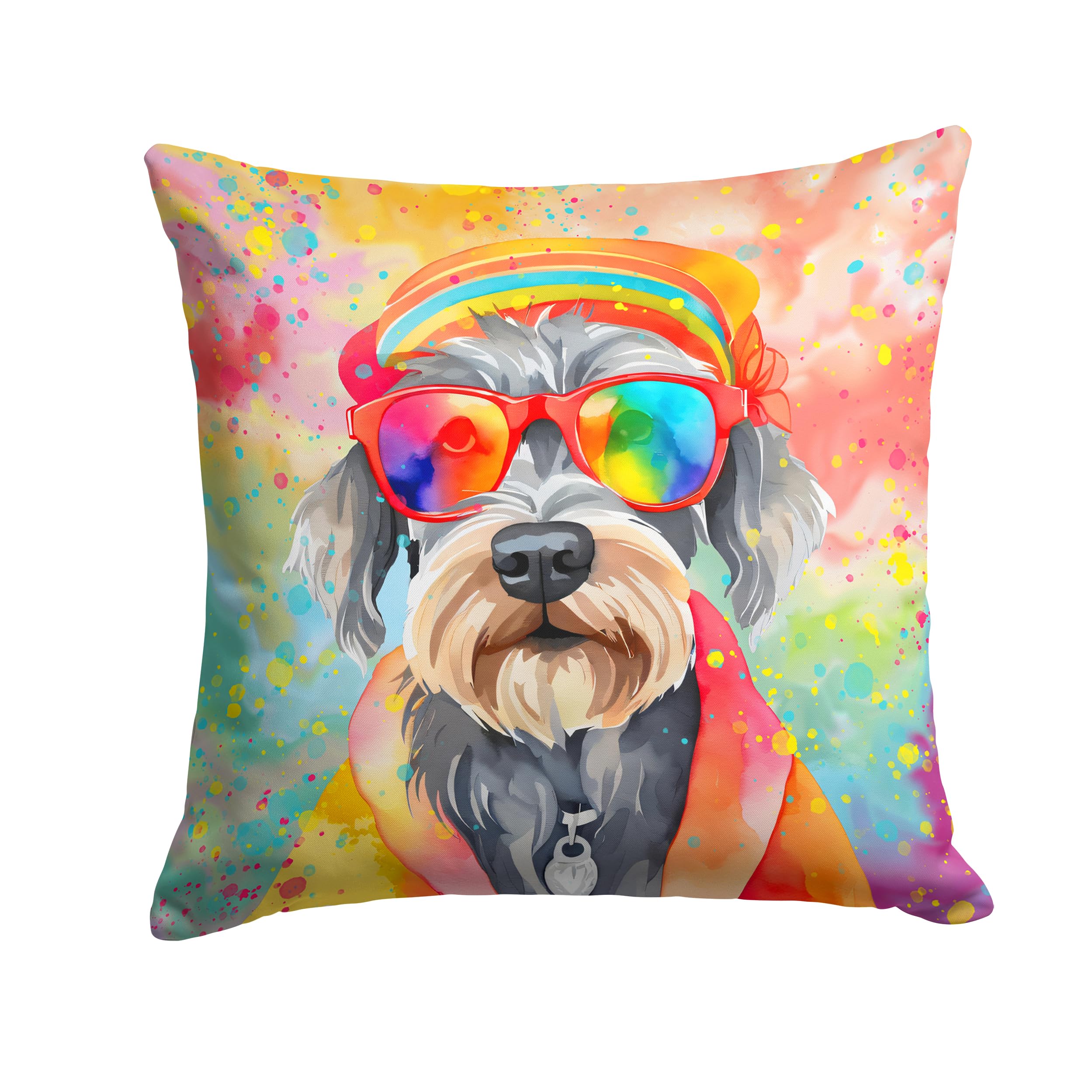 Schnauzer Hippie Dawg Throw Pillow