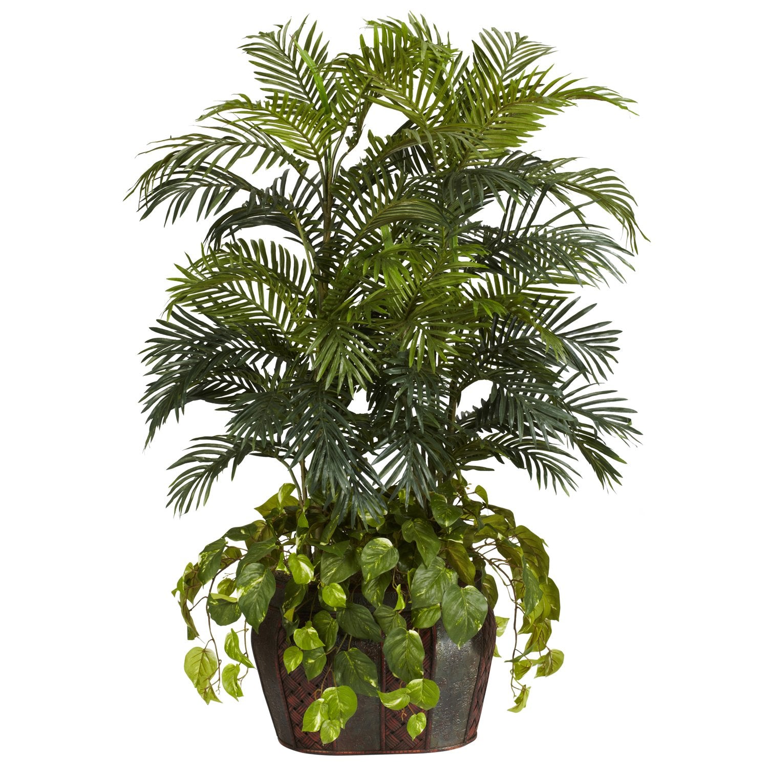 4.5 Double Areca w/Vase & Pothos Silk Plant