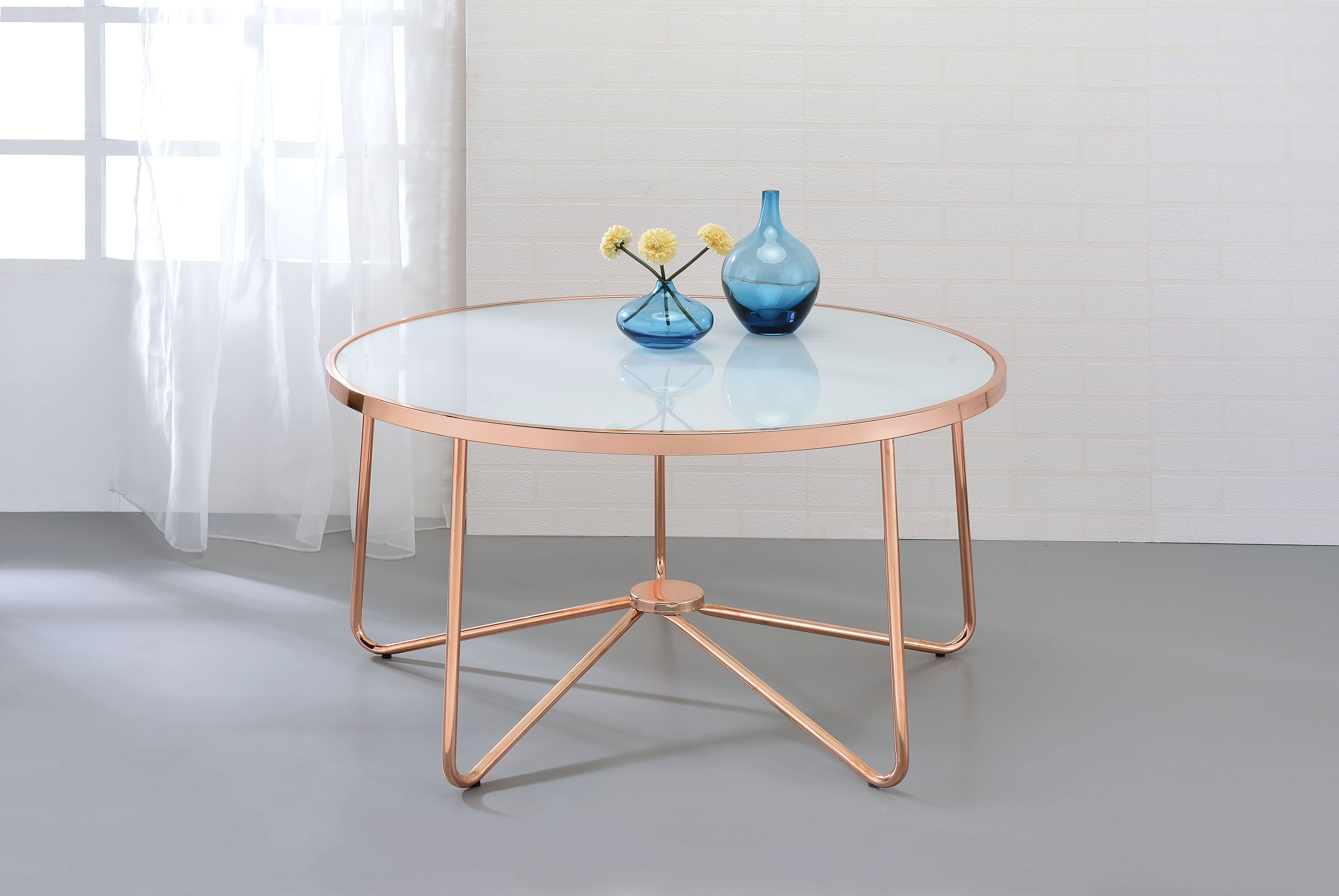 Alivia - Coffee Table Rose Gold & Frosted Glass