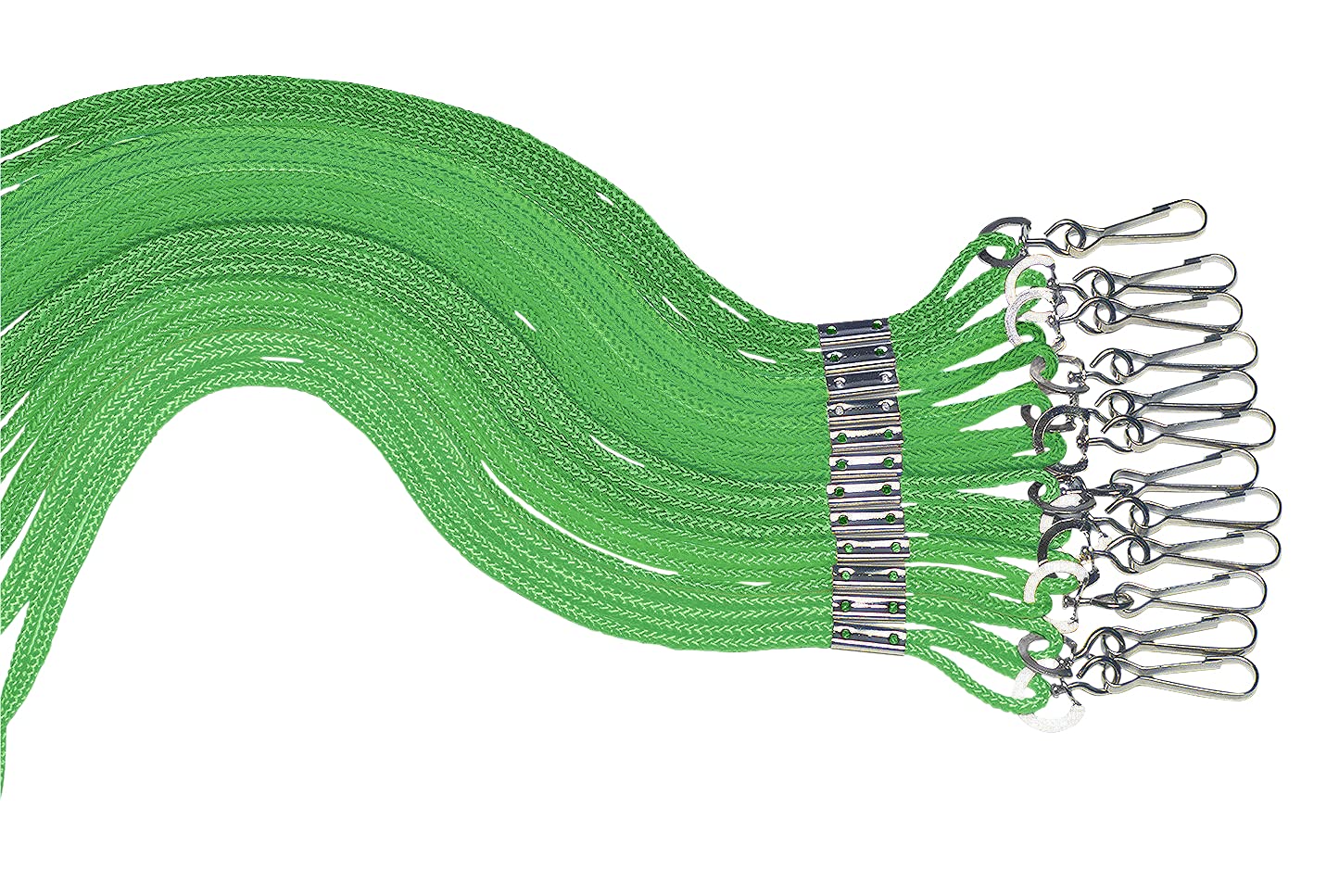 Sportime Braided Nylon Lanyards, Pack of 12, Green