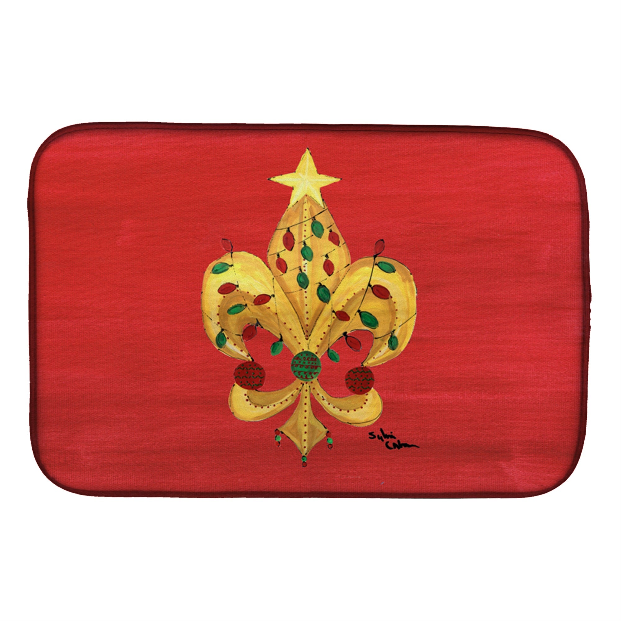 Caroline'S Treasures Christmas Tree With Lights Dish Drying Mat, 14 X 21, Multicolor
