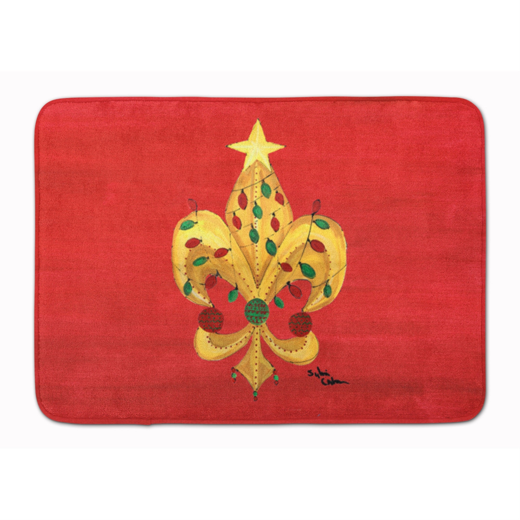 Caroline'S Treasures Christmas Fleur De Lis Tree With Lights Floor Mat, 19 X 27, Multicolor