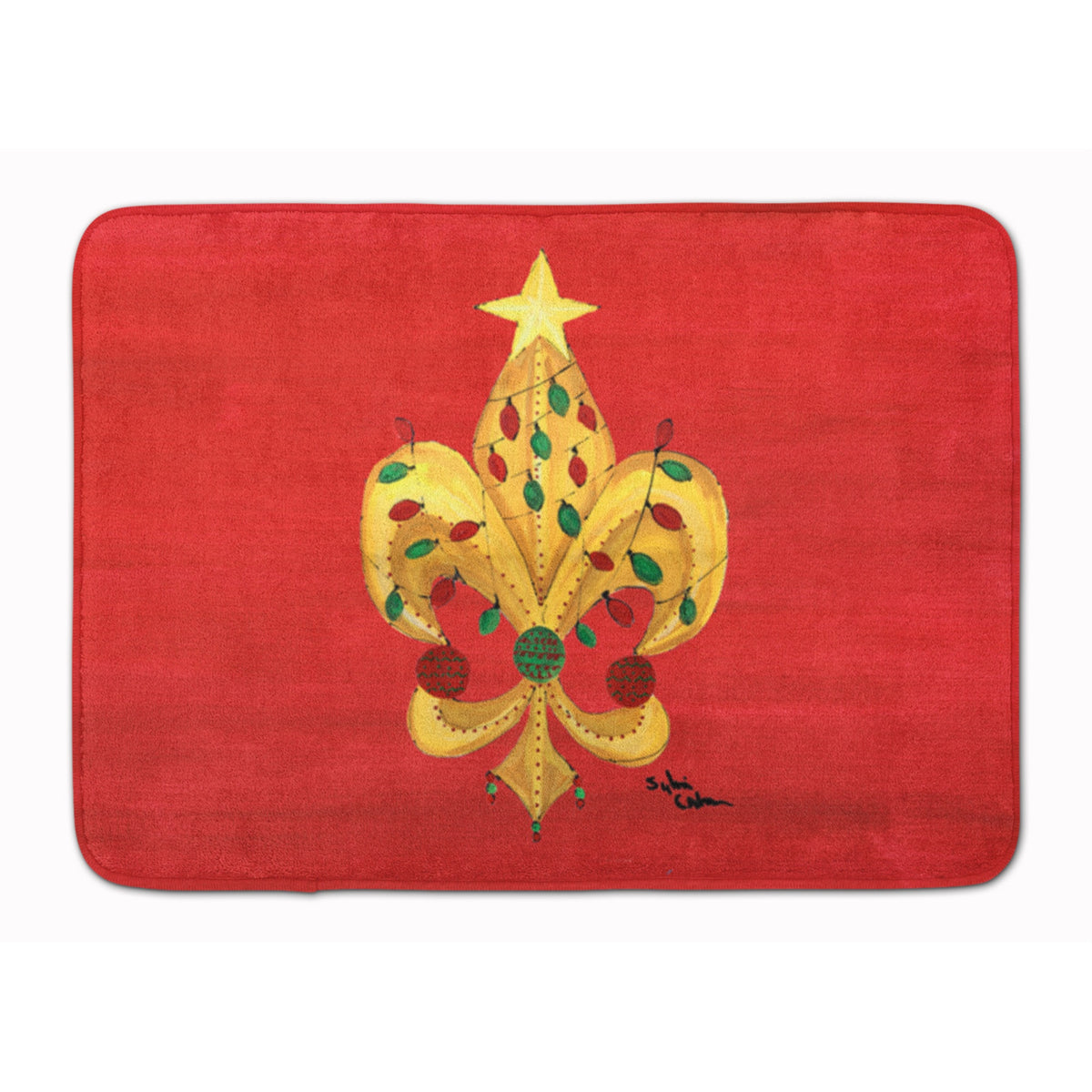 Caroline'S Treasures Christmas Fleur De Lis Tree With Lights Floor Mat, 19 X 27, Multicolor