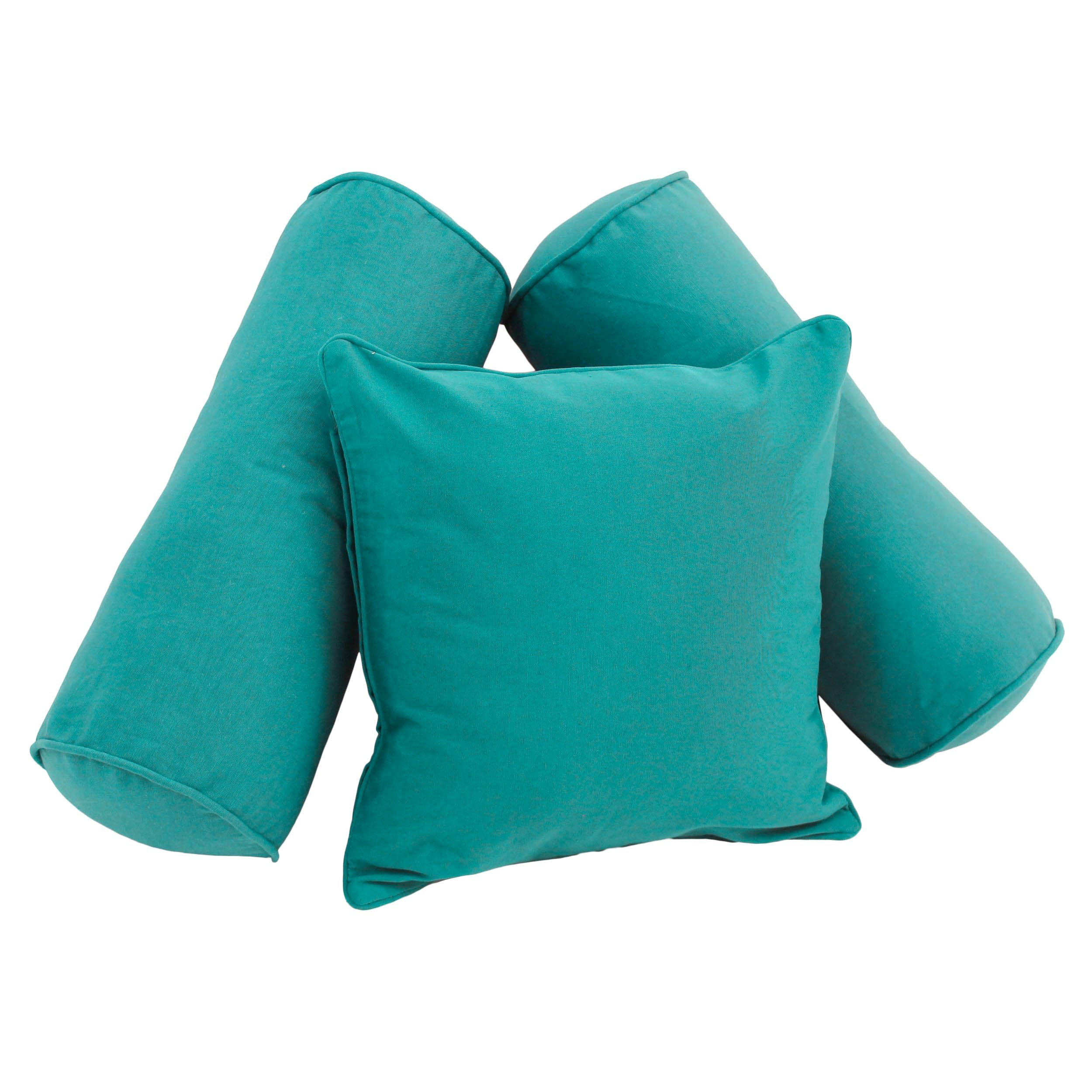 Double-corded Solid Twill Throw Pillows with Inserts (Set of 3) - Aqua Blue