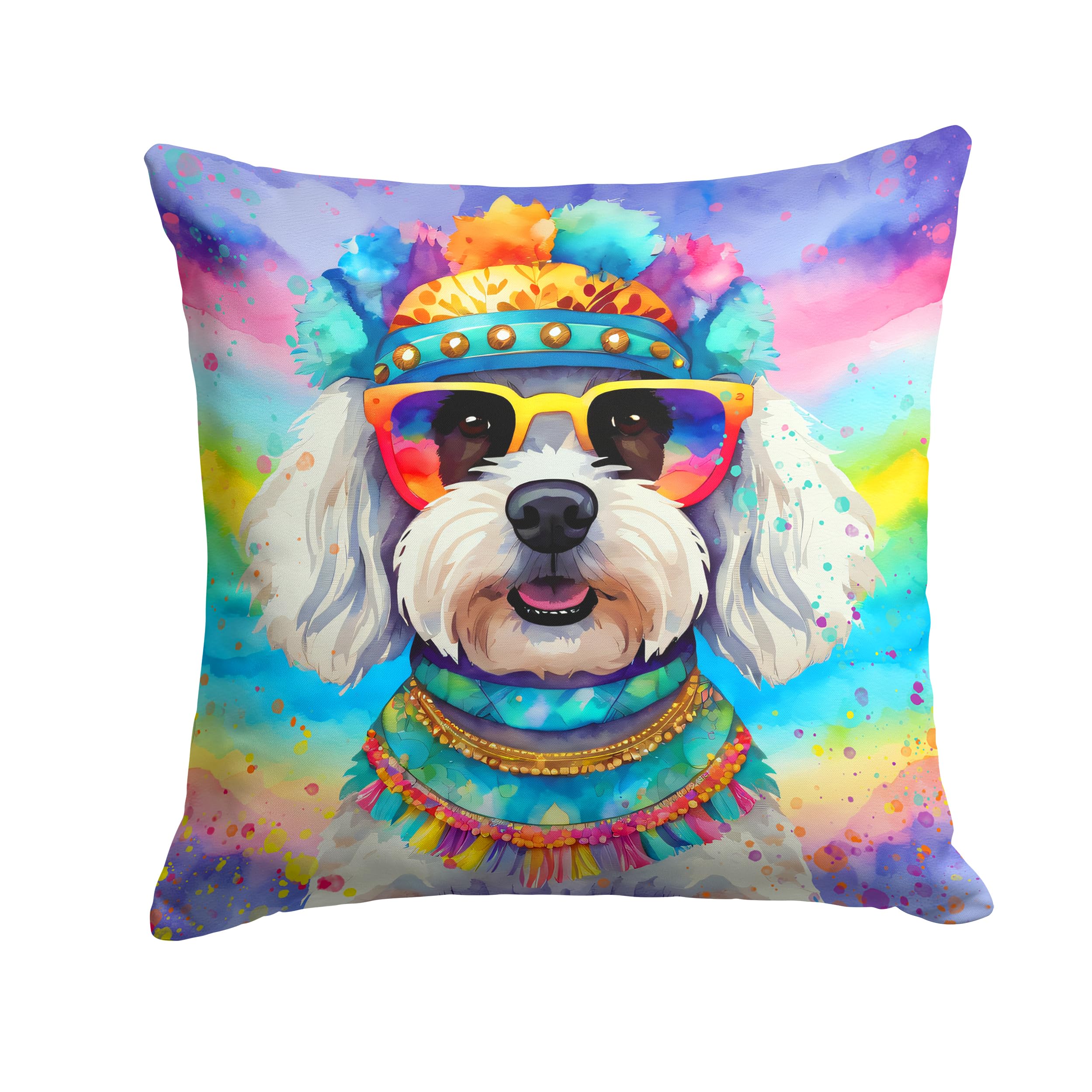 Bichon Frise Hippie Dawg Throw Pillow