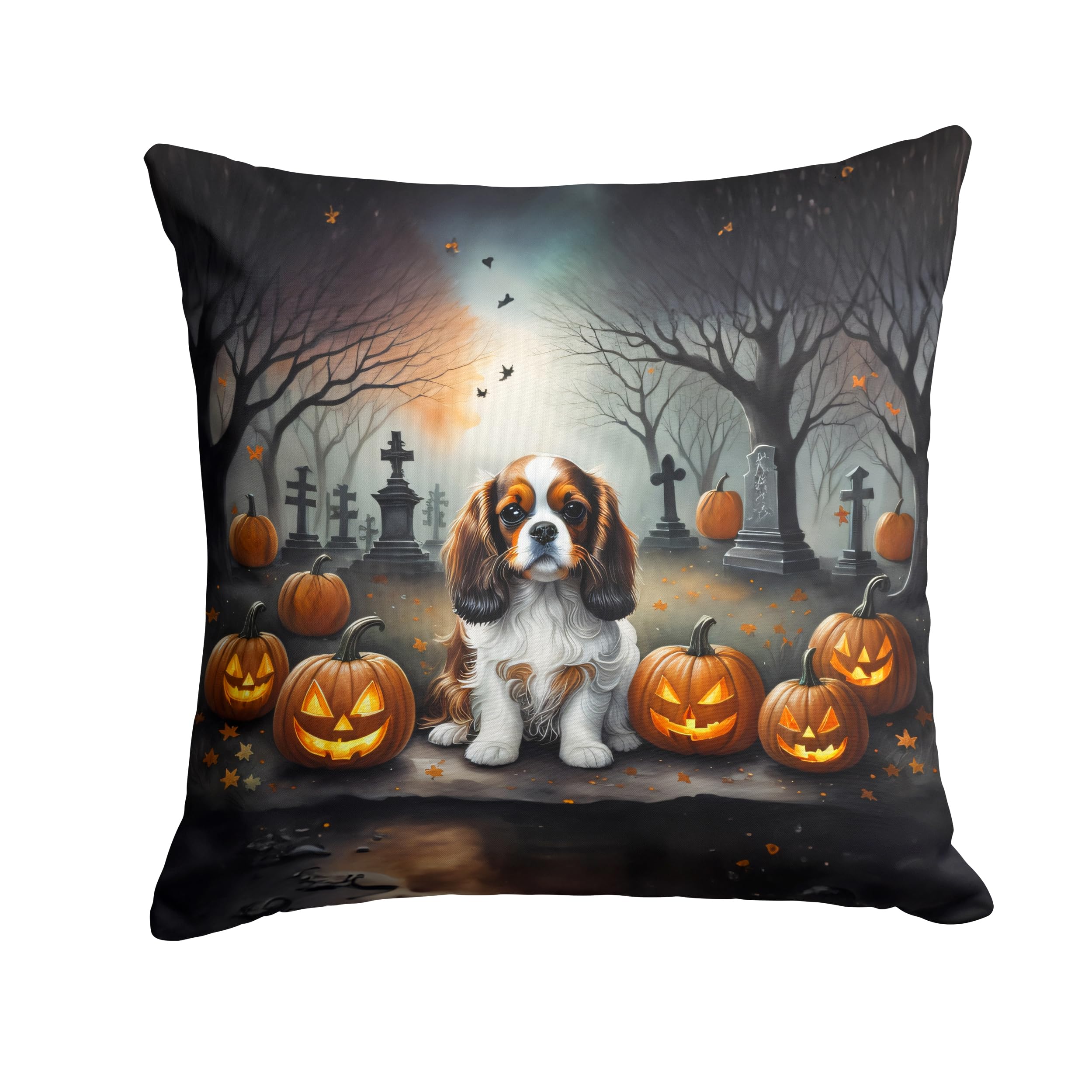 Cavalier Spaniel Spooky Halloween Throw Pillow