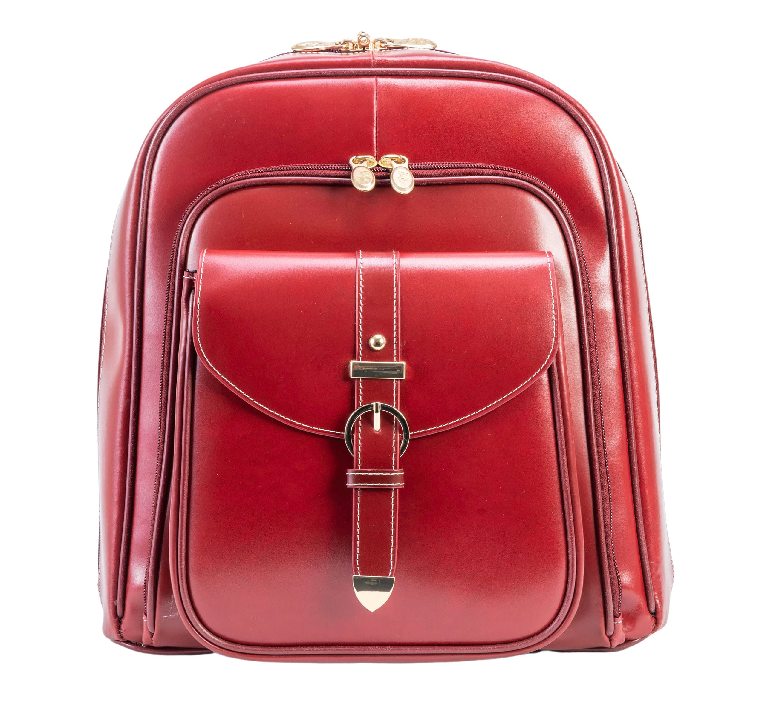 M Series | OLYMPIA | Leather Business Laptop Tablet Backpack - Red