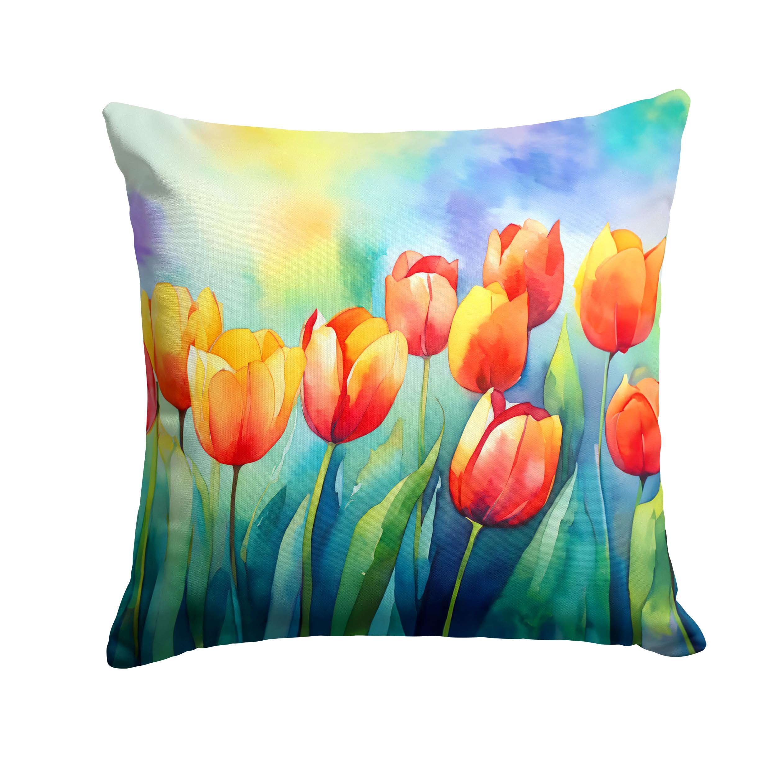 Tulips in Watercolor Throw Pillow