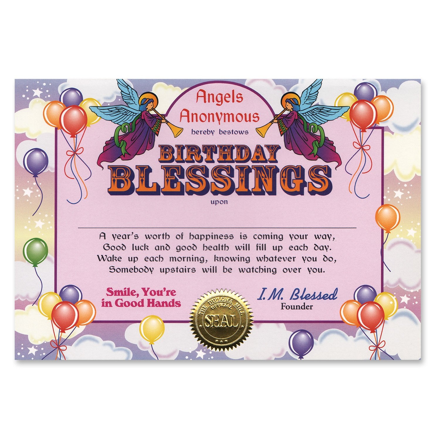 Birthday Blessings Certificate (Pack of 6)