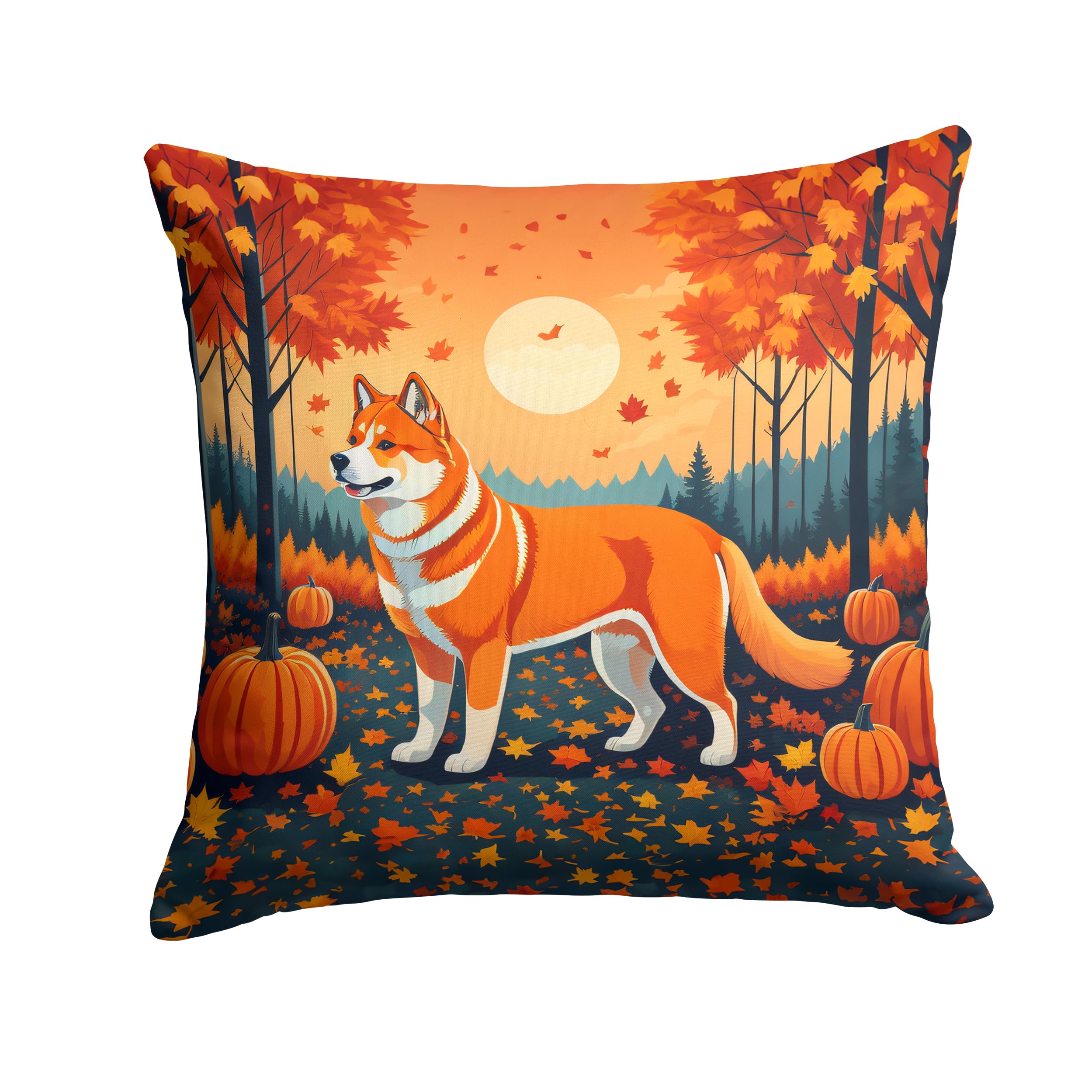 Akita Fall Throw Pillow