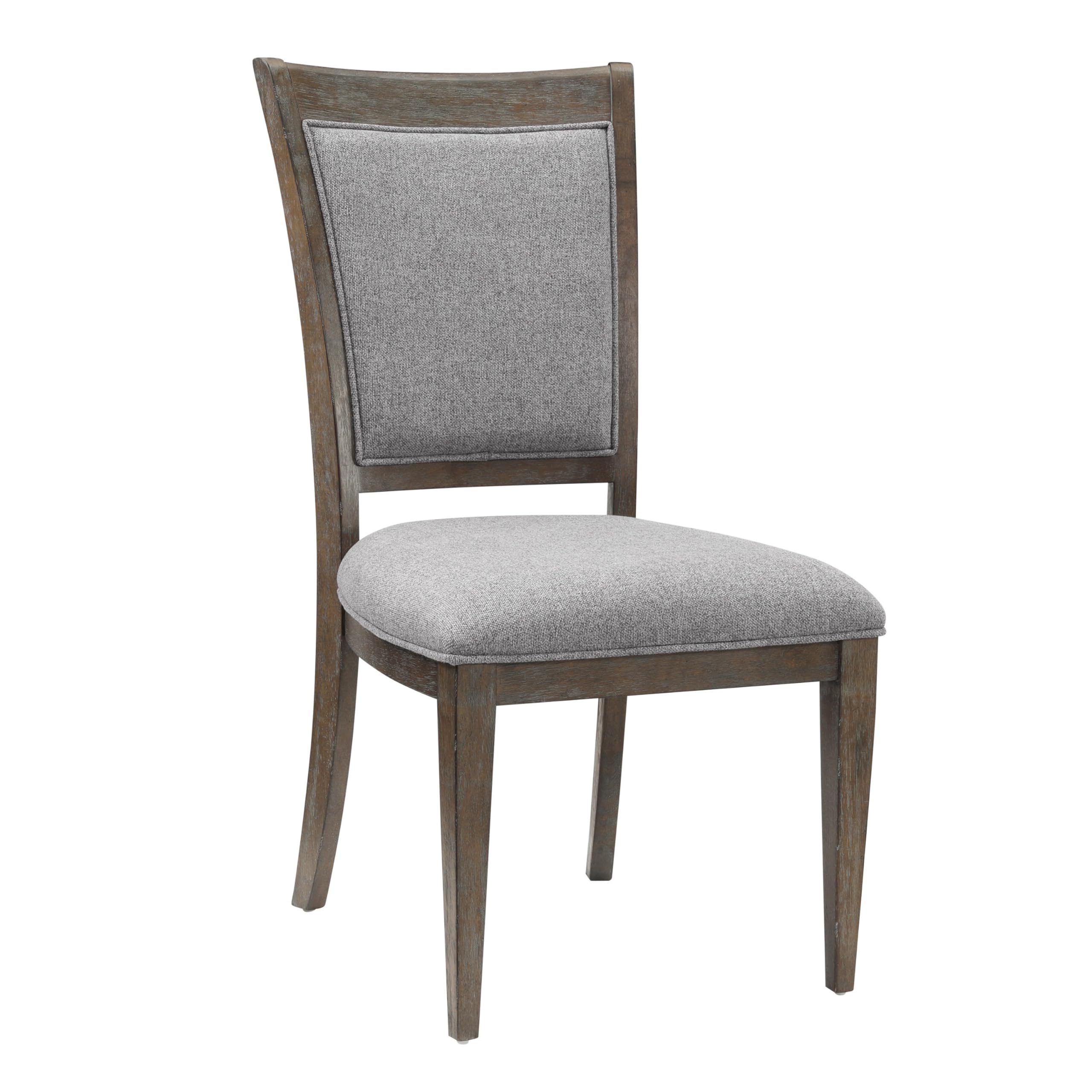 Koa 26 Inch Set of 2 Side Dining Chairs, Gray Polyester, Driftwood Brown