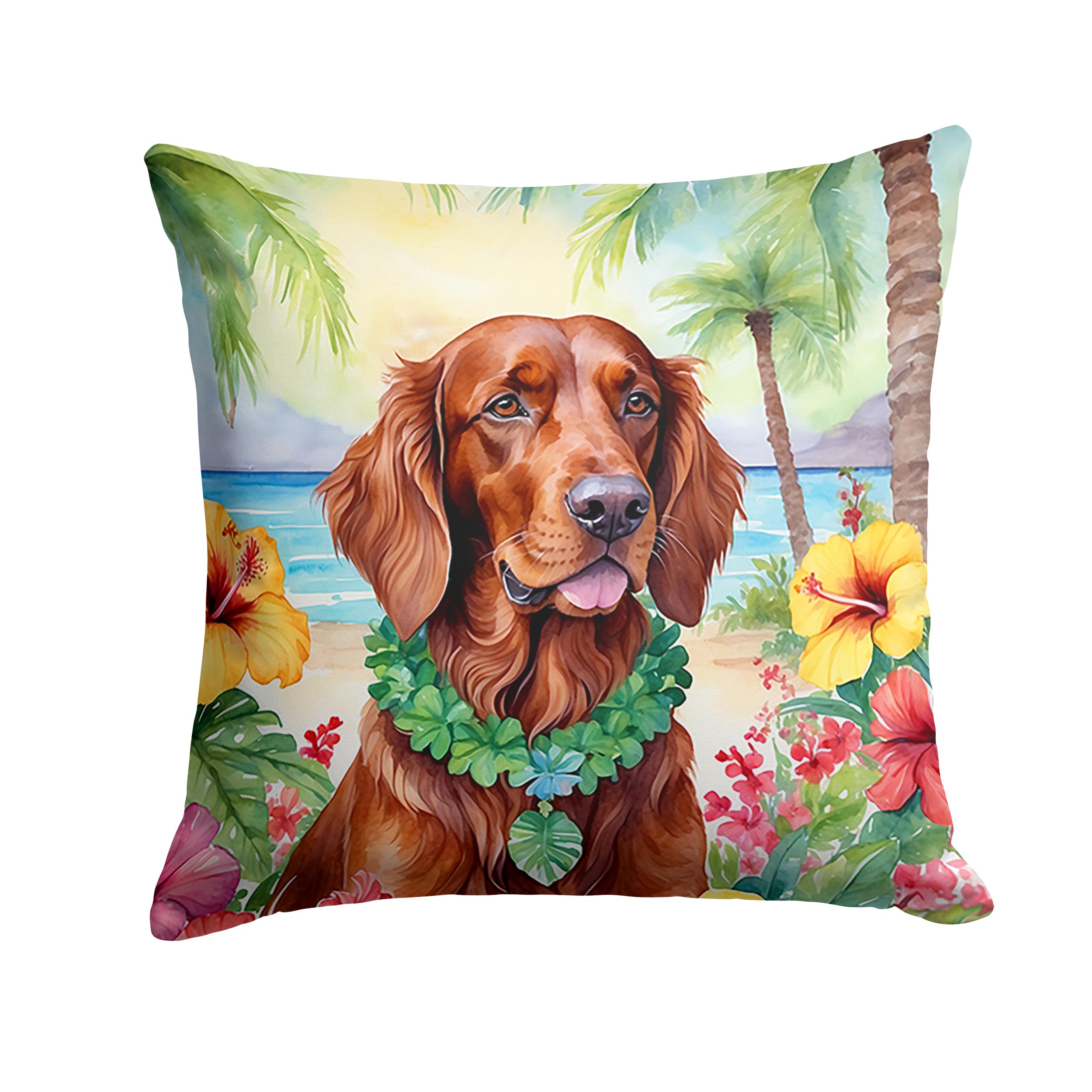 Carolines Treasures Luau Party Decorative Throw Pillow, 18Hx18W, Irish Setter 6452