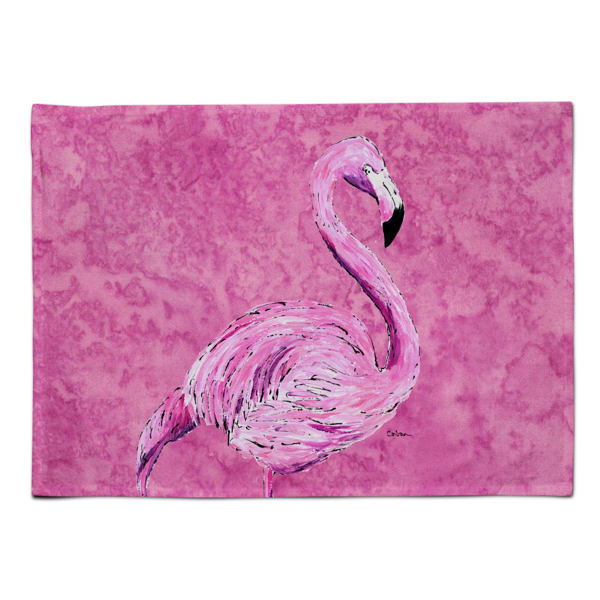 Carolines Treasures 8875Plmt Flamingo On Pink Fabric Placemat Washable Placemat Dinner Table Decor No Ironing Linen Look