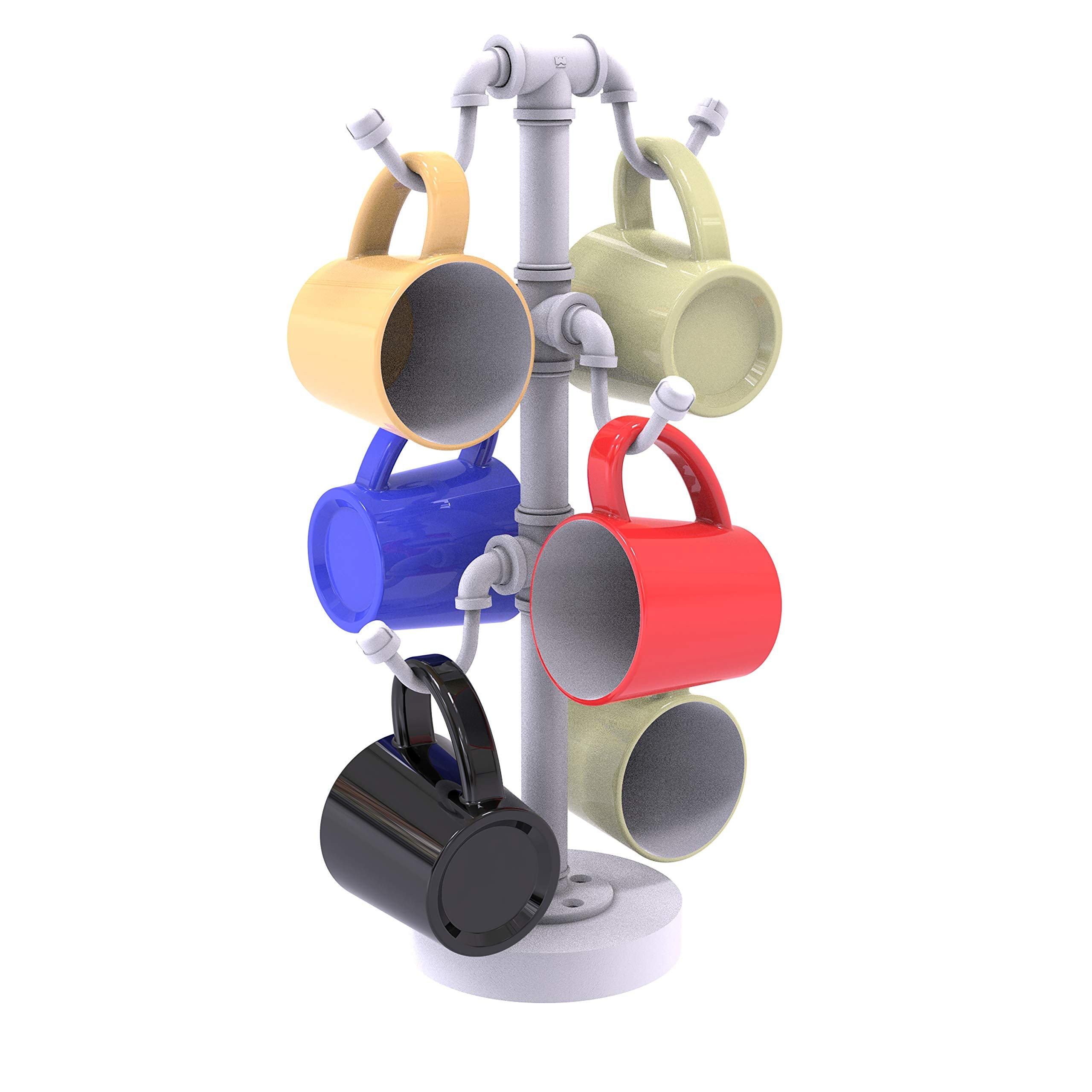 Pipeline Collection Countertop 6 Coffee Mug Holder - Matte White