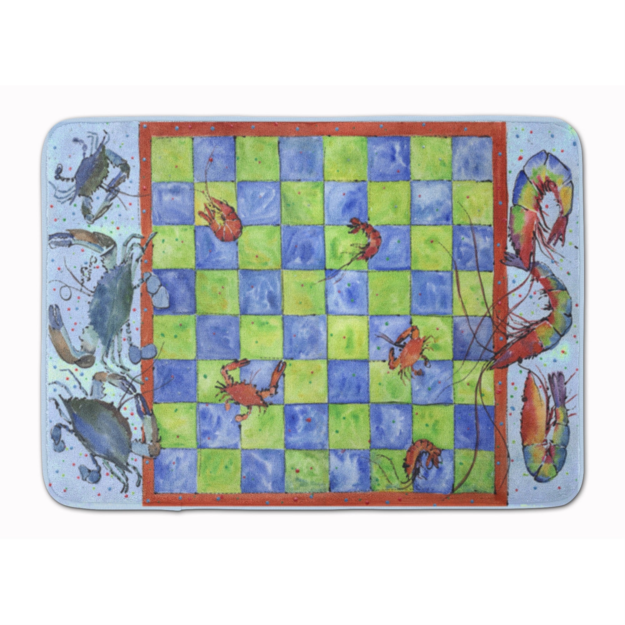 Caroline'S Treasures Crab And Shrimp Checkerboard Floor Mat, 19 X 27, Multicolor